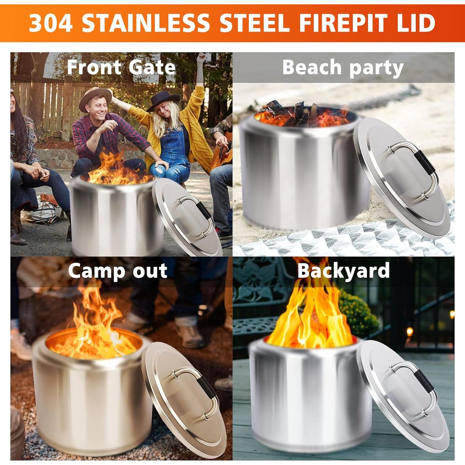 Tapa de Fogón Hisencn 27" Acero Inoxidable para Camping