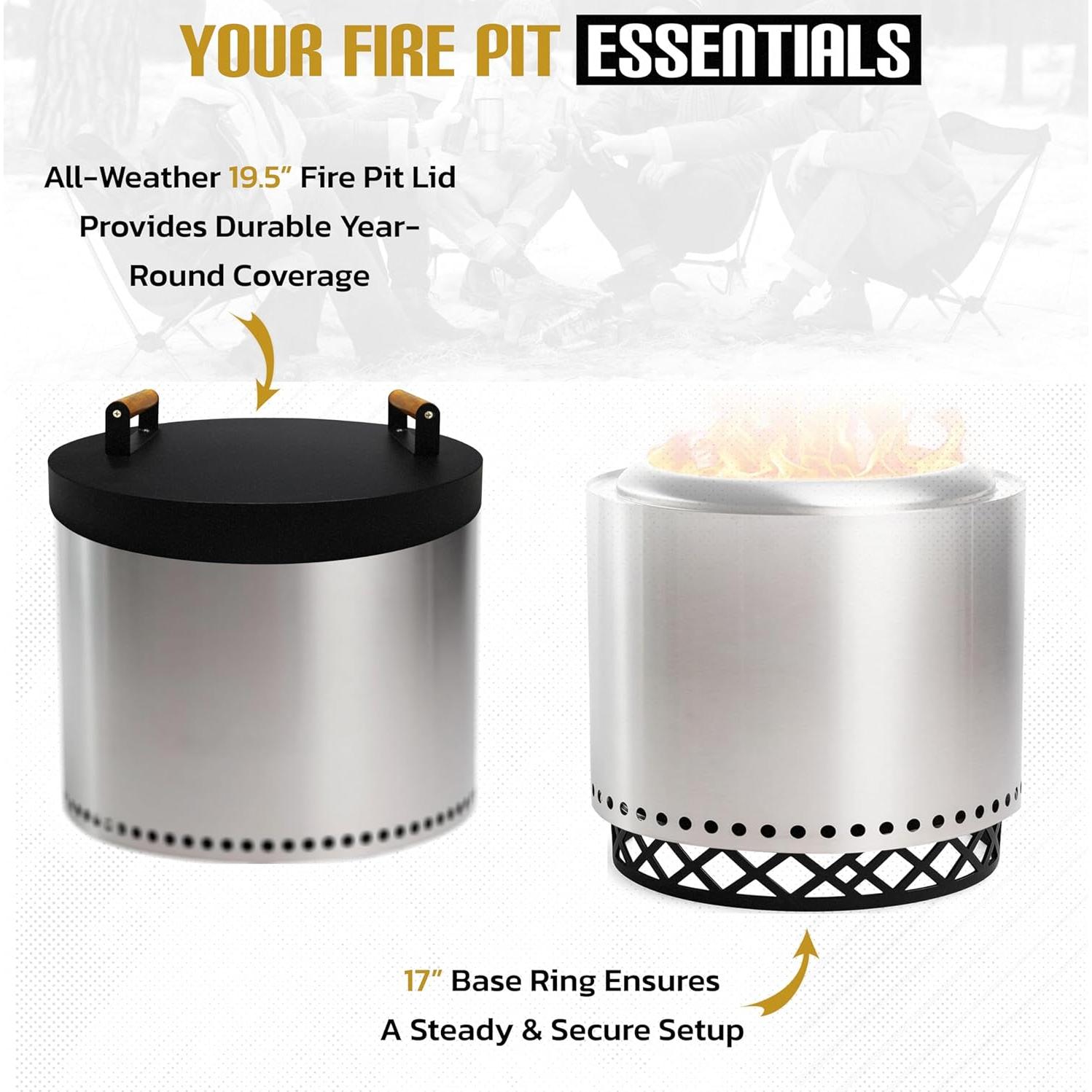 Combo Accesorios para Fogatas FEBTECH - Base 43 cm y Tapa 51 cm