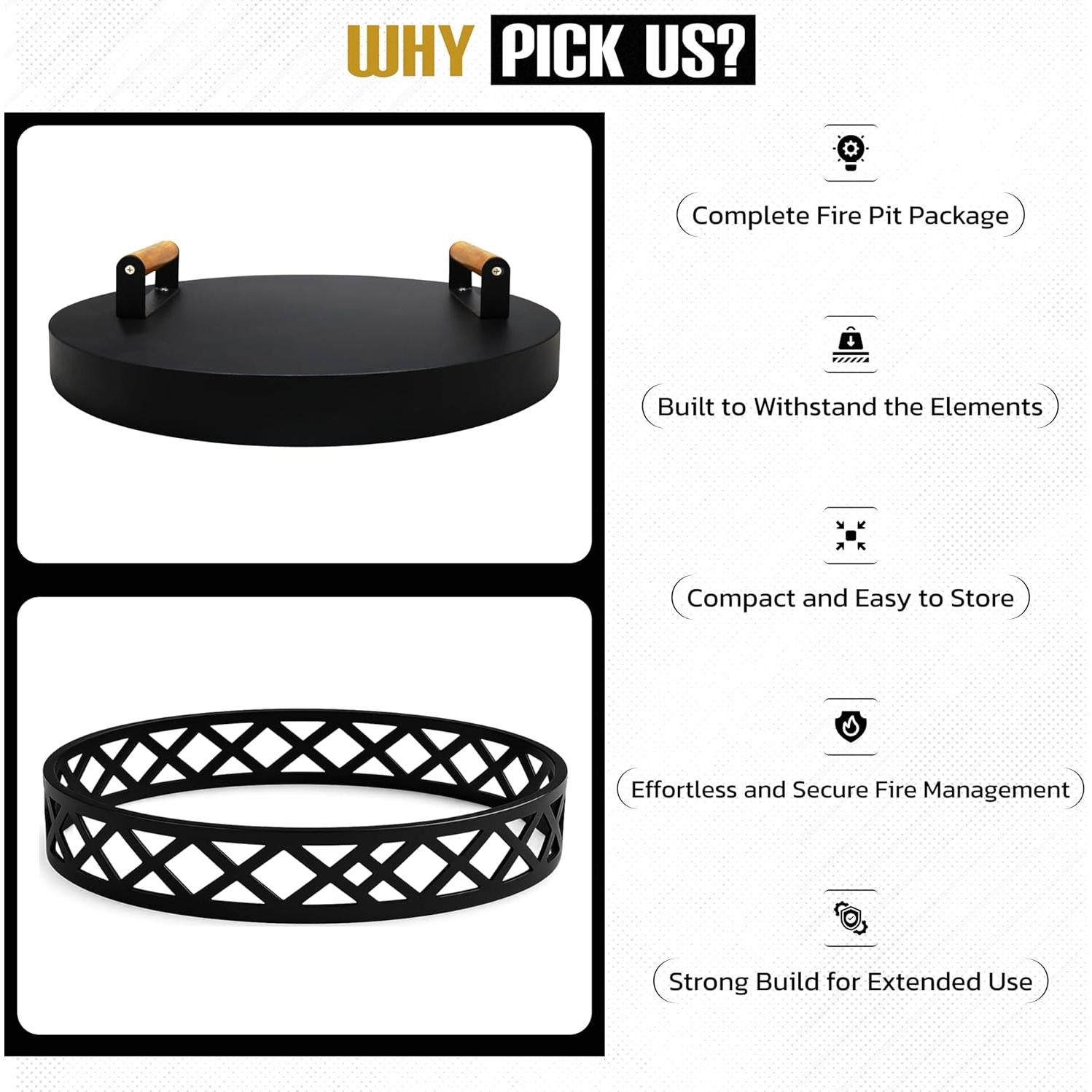 Combo Accesorios para Fogatas FEBTECH - Base 43 cm y Tapa 51 cm