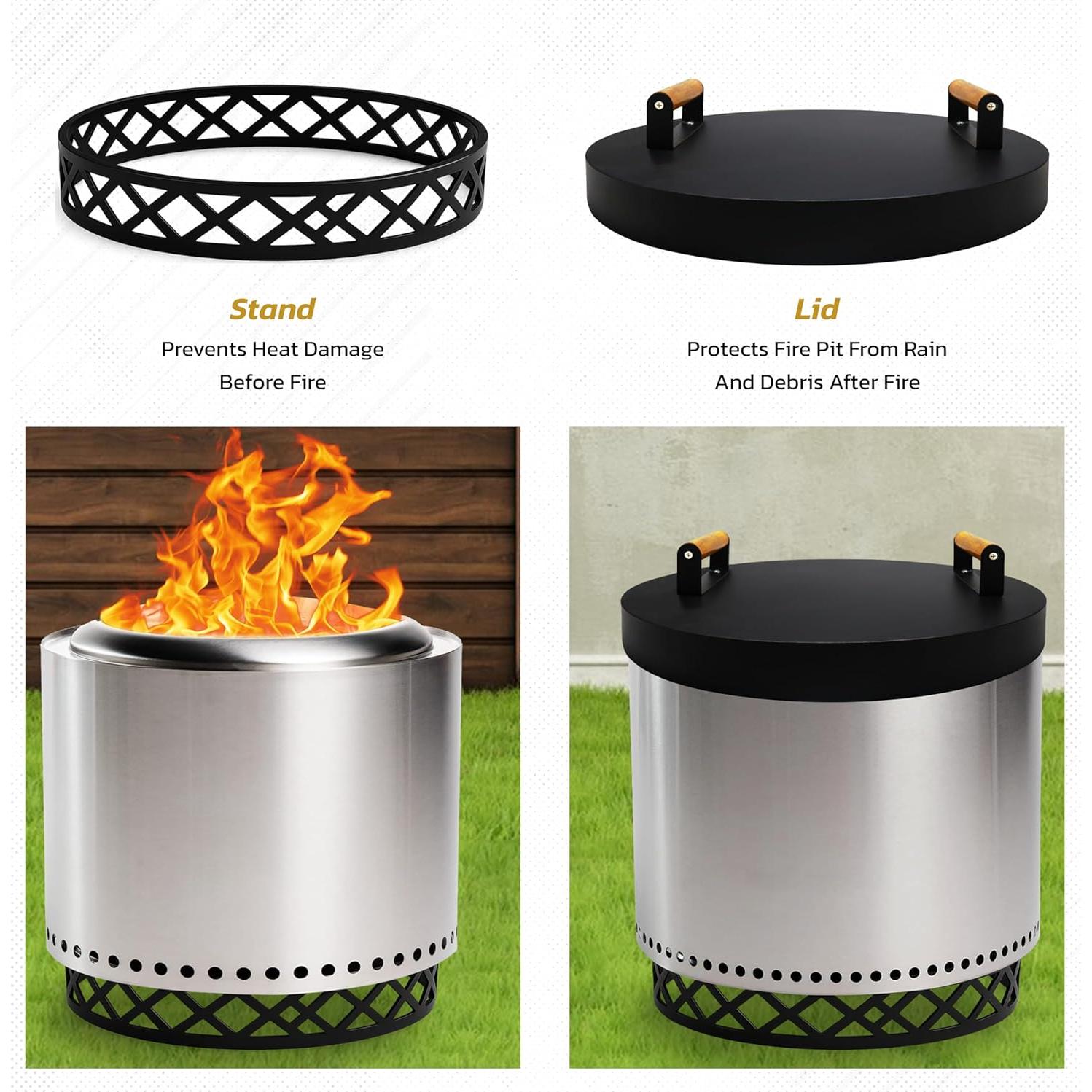 Combo Accesorios para Fogatas FEBTECH - Base 43 cm y Tapa 51 cm