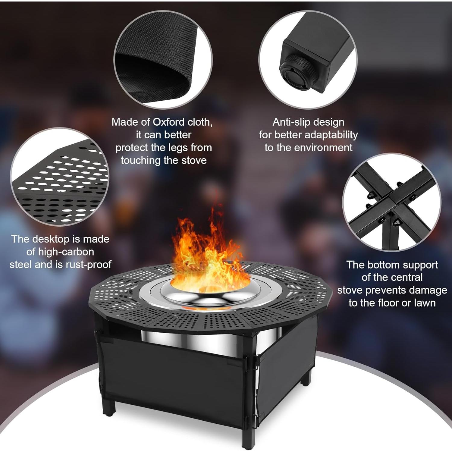 Mesa Rodeo de Fuego 103.5 cm Puzau, Protección 360°