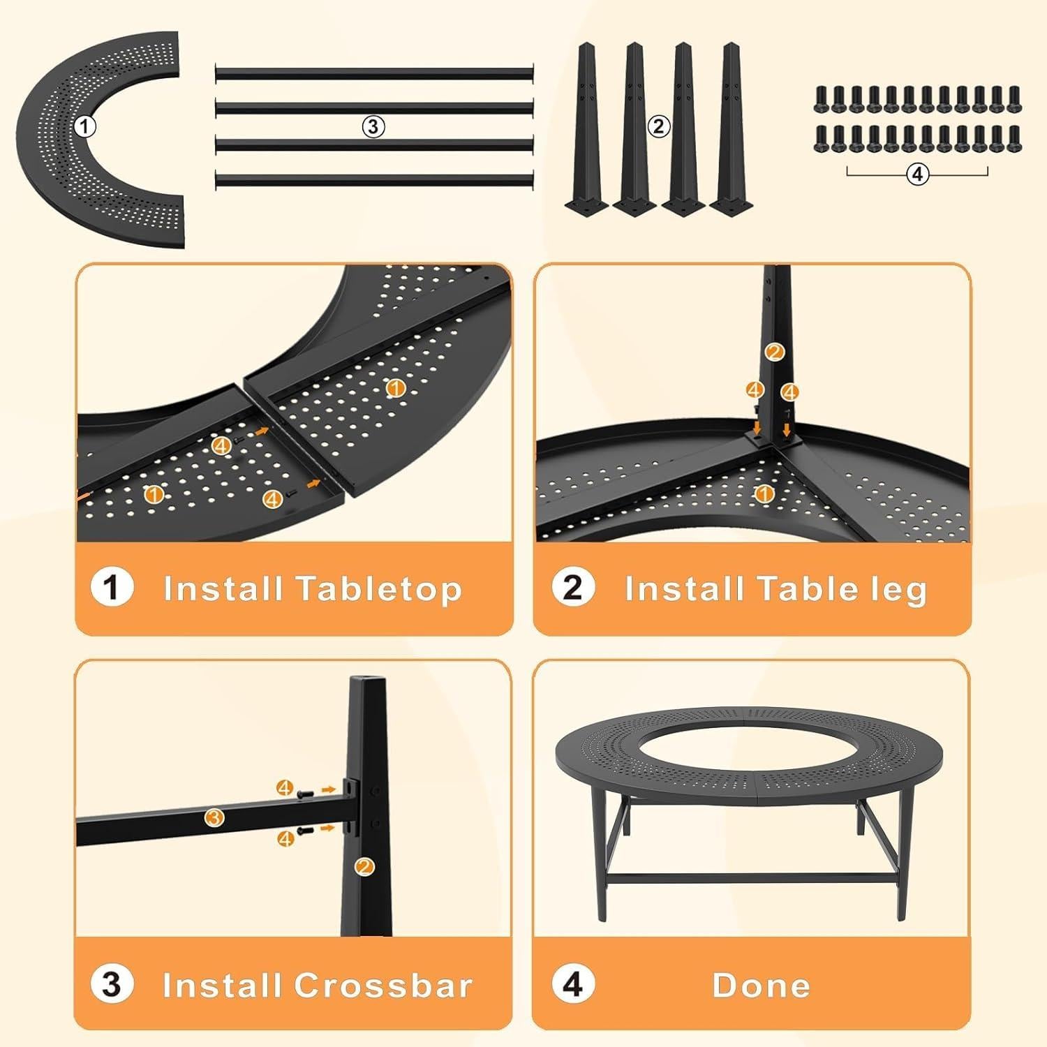 Mesa de Superficie para Fuego BQMAX 96.5 cm Redonda Acero