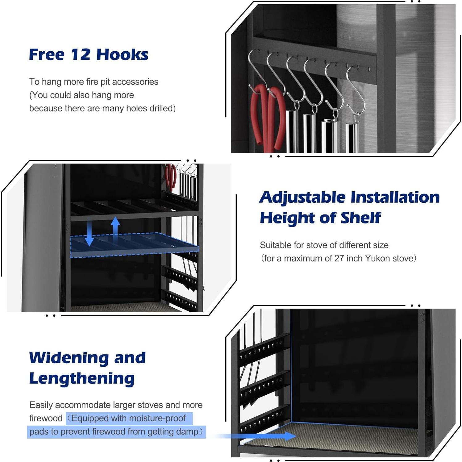 Estante de Leña Exterior Lezbanz con Cubierta Impermeable 65.8x78.7cm