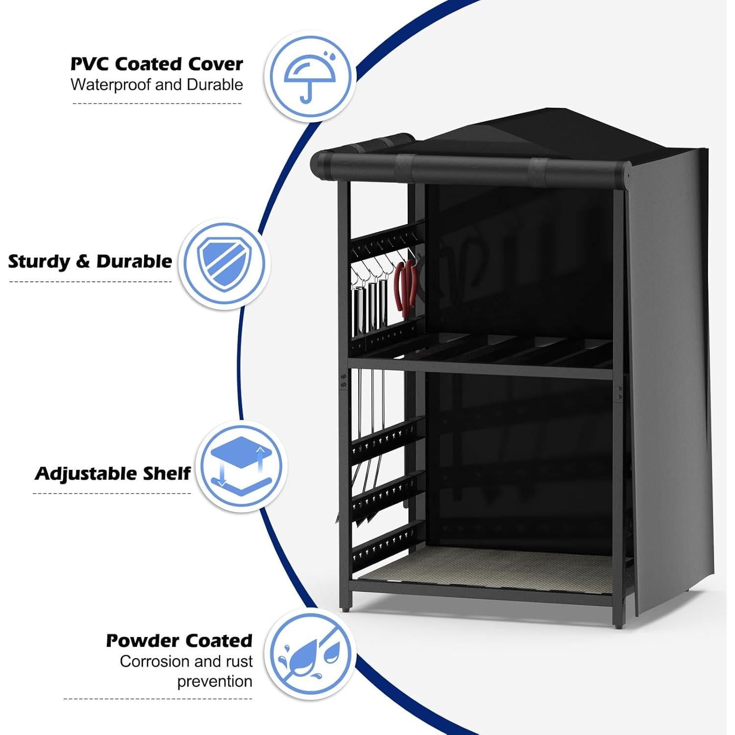Estante de Leña Exterior Lezbanz con Cubierta Impermeable 65.8x78.7cm