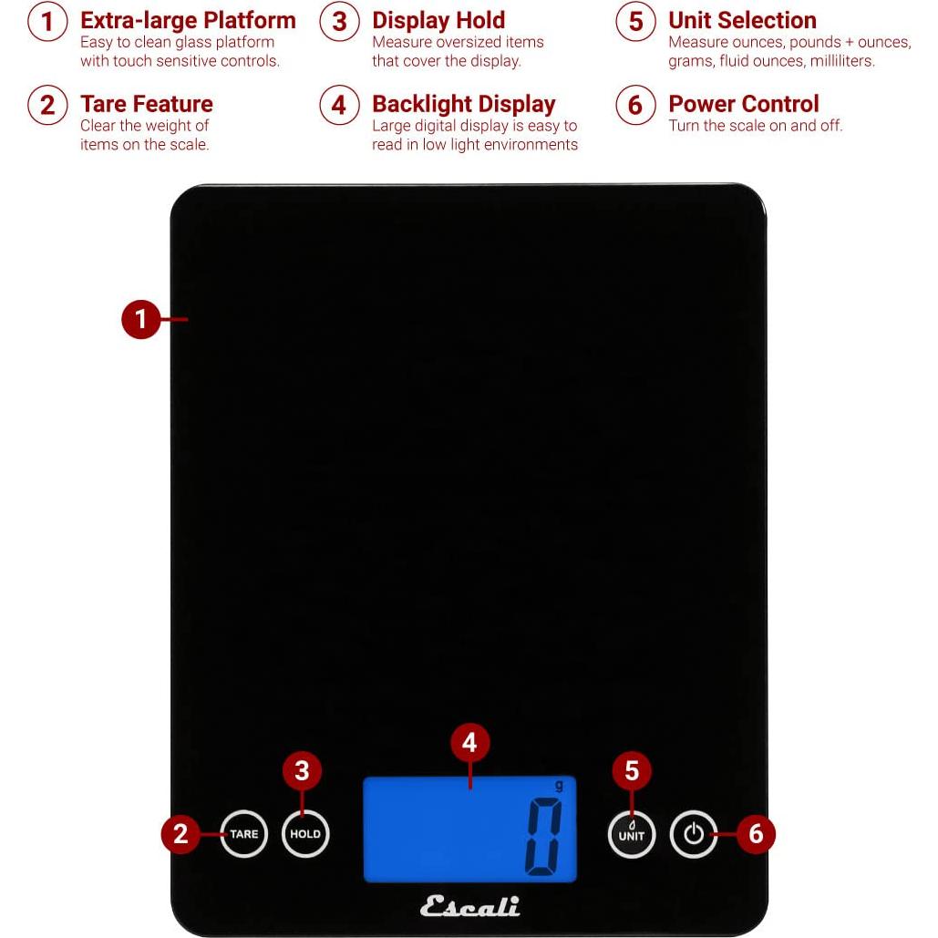 Balanza de Cocina Digital Escali ArtiXL 10 kg Vidrio LCD