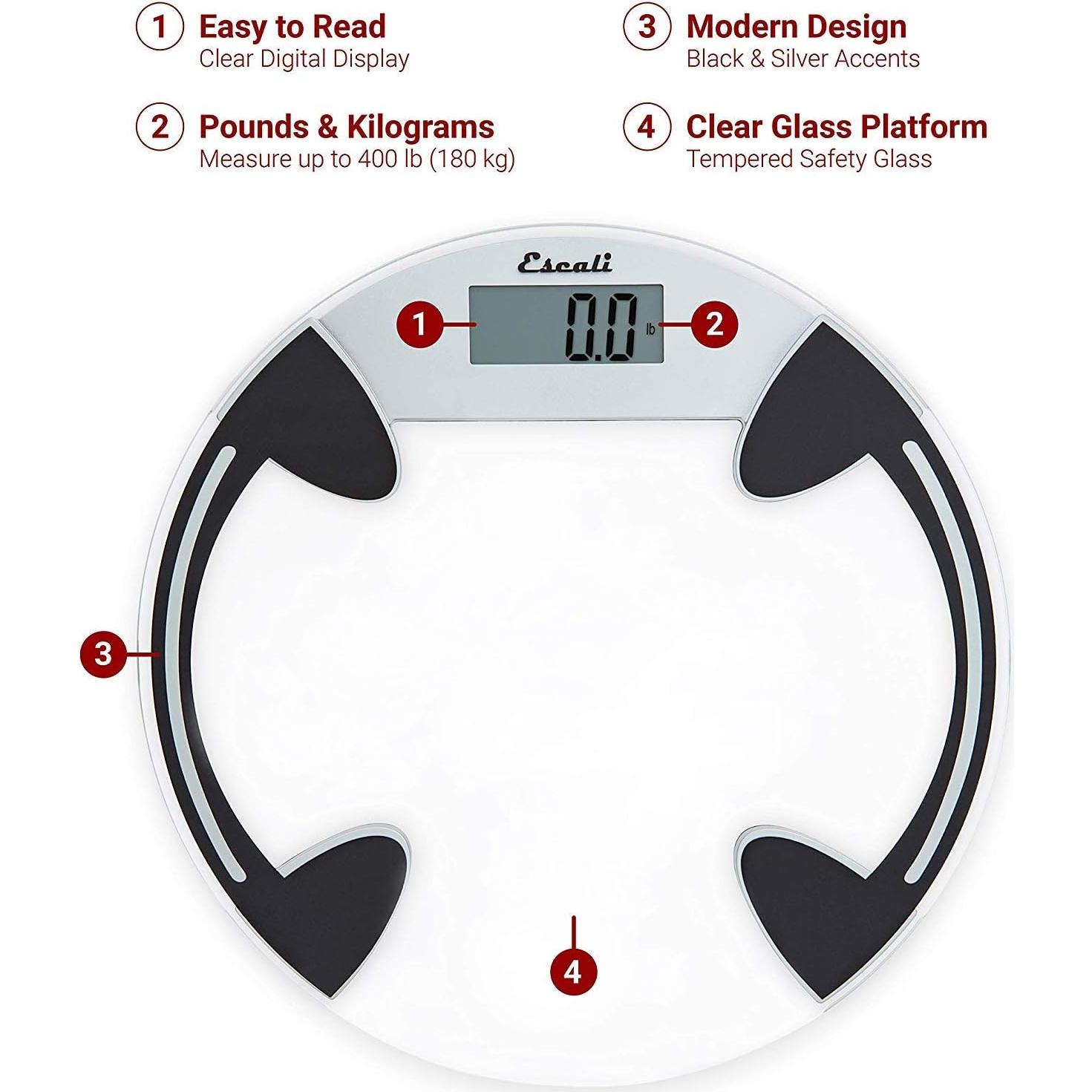 Balanza Digital de Vidrio Escali B180RC para Peso Corporal 180 kg