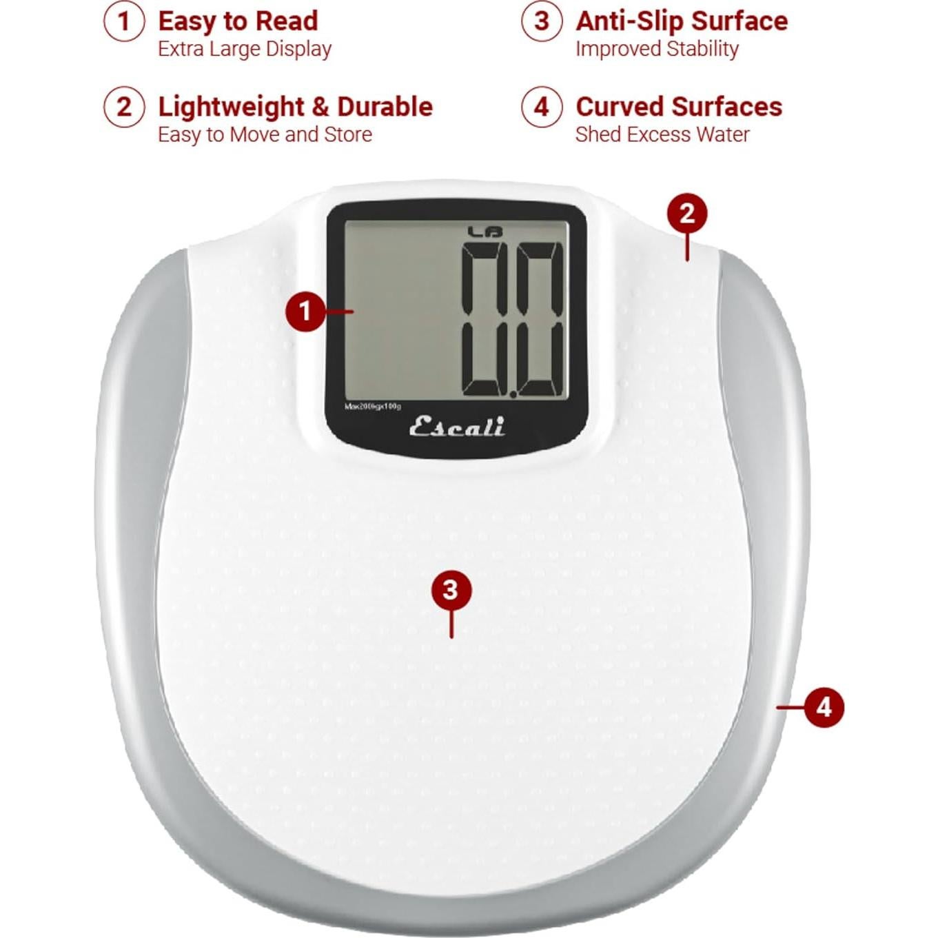 Balanza Digital de Baño Escali XLSCALE Pantalla Extra Grande 199.58 kg