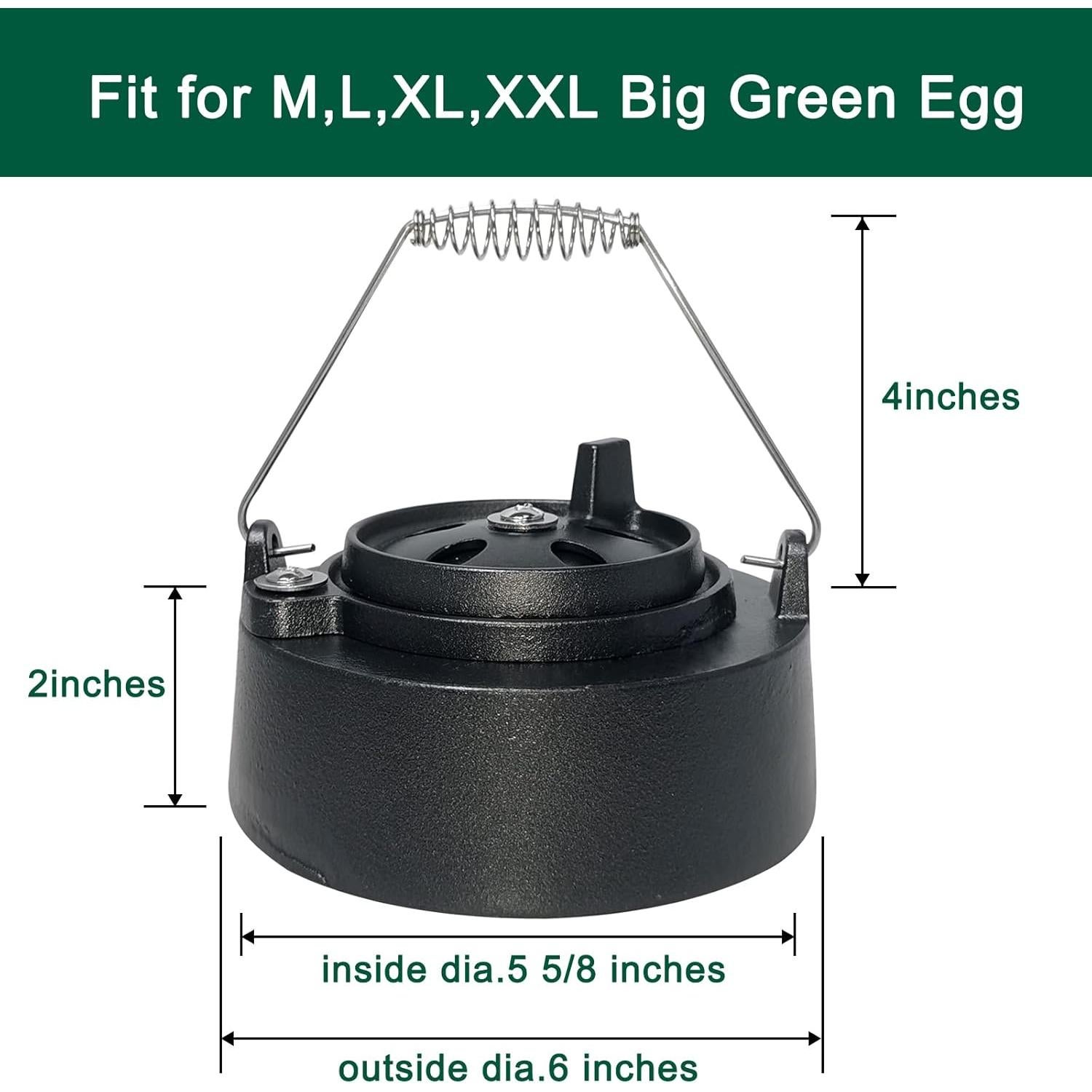 Cast Iron Cap for Big Green Egg Dual Function Metal Top, Daisy Wheel Chimney Cap for M/L/XL/XXL Big Green Egg Accessories Replacement