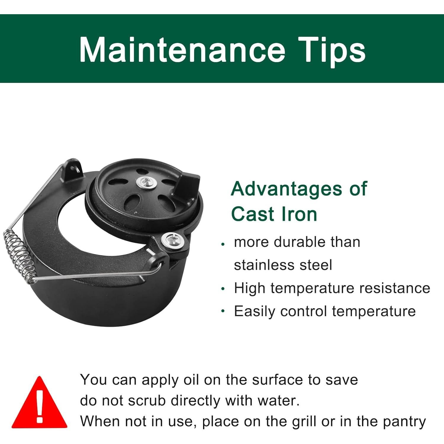 Cast Iron Cap for Big Green Egg Dual Function Metal Top, Daisy Wheel Chimney Cap for M/L/XL/XXL Big Green Egg Accessories Replacement