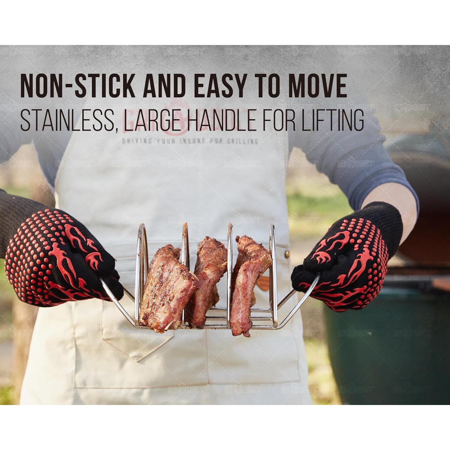 Soporte para Costillas BBQ GriAddict Acero Inoxidable 3 Costillas