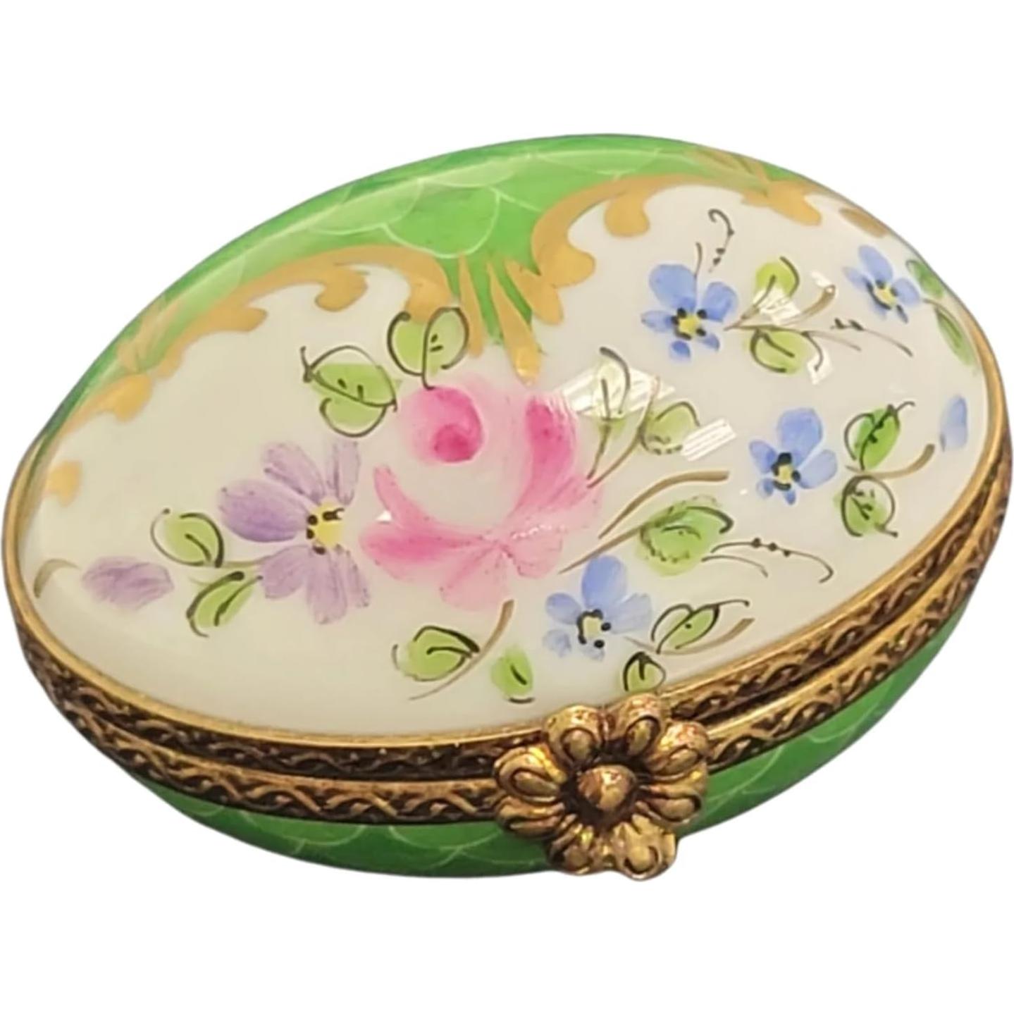 Huevo de Porcelana Verde Limoges - 1 Pieza