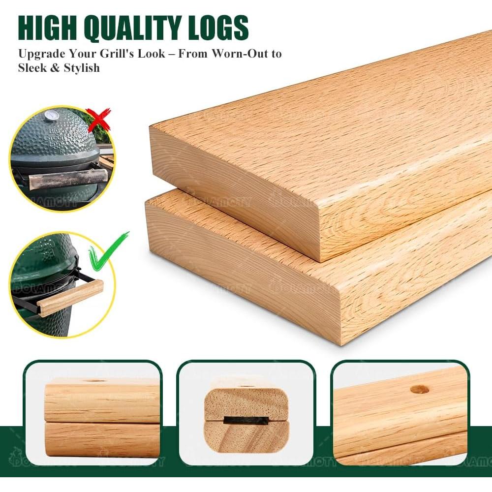 Mango de Madera 22.86 cm DOLAMOTY para Big Green Egg Grande/XLarge/XXLarge