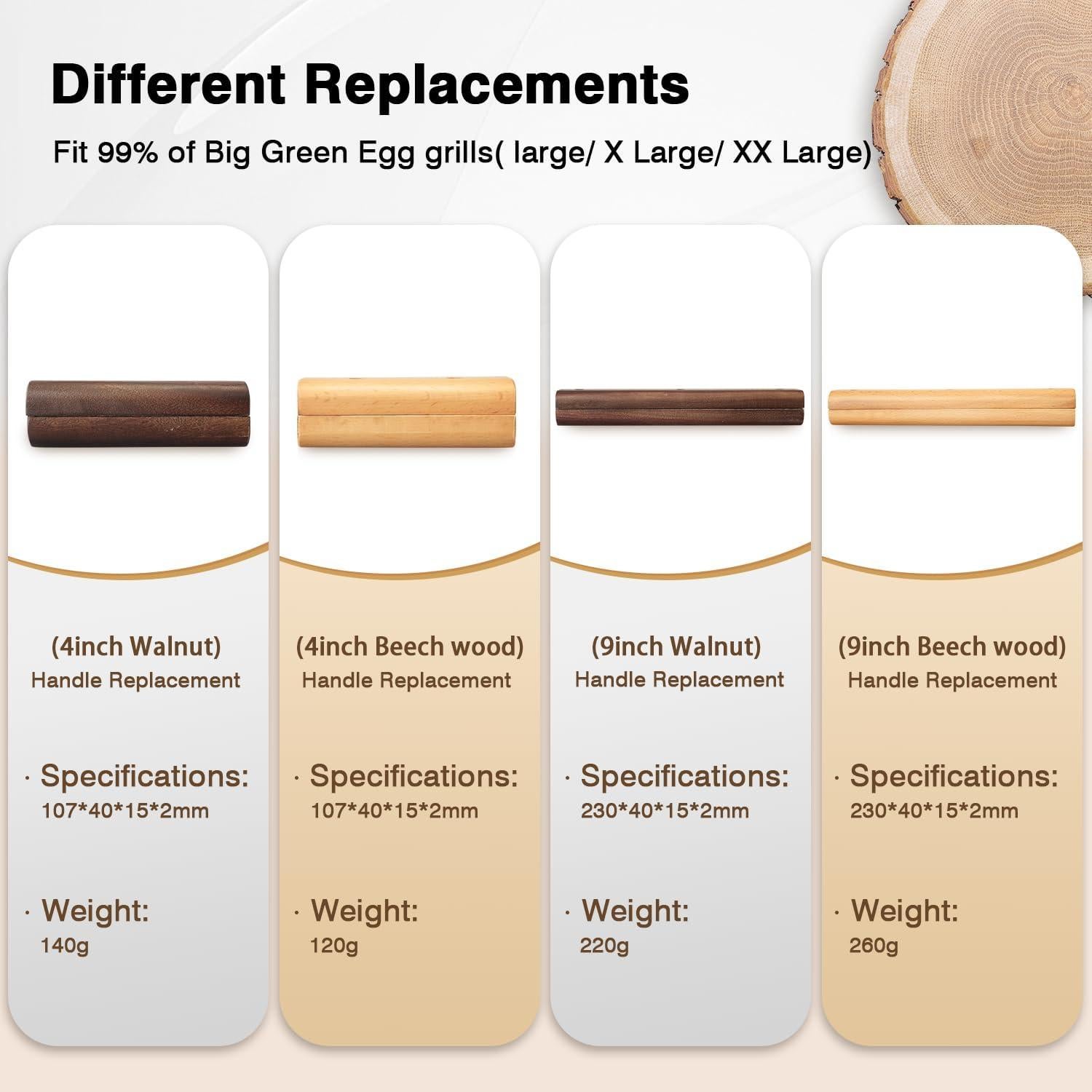 Mango de Madera FOTITM para Big Green Egg 23 cm - Durable