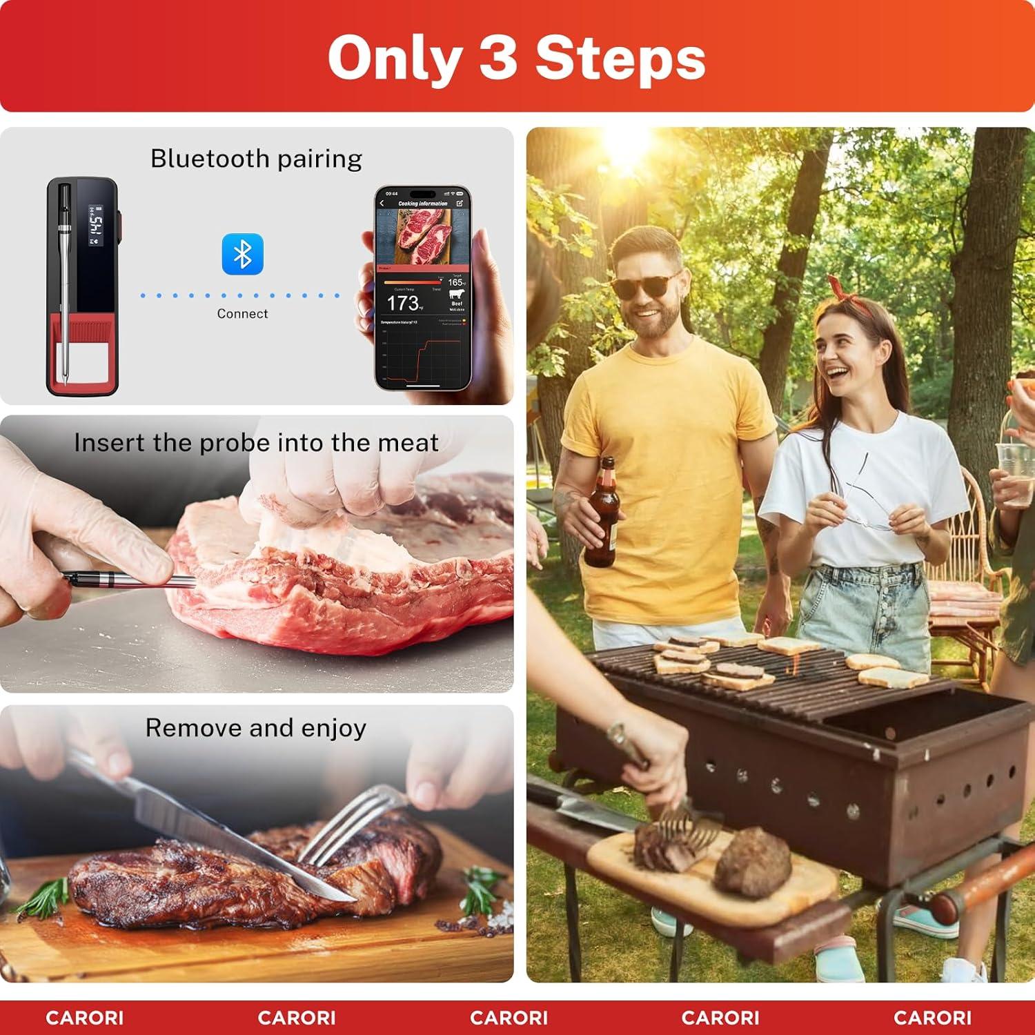 Termómetro de Carne Inalámbrico CARORI Sonda Única Bluetooth