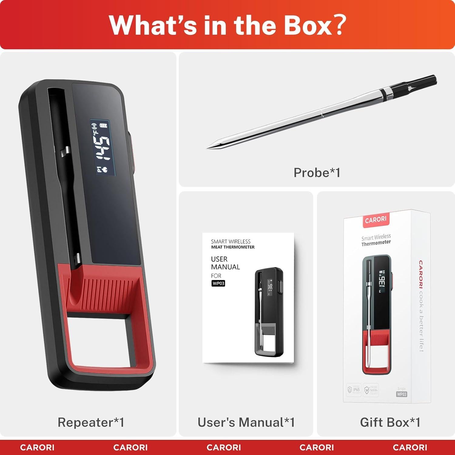 Termómetro de Carne Inalámbrico CARORI Sonda Única Bluetooth