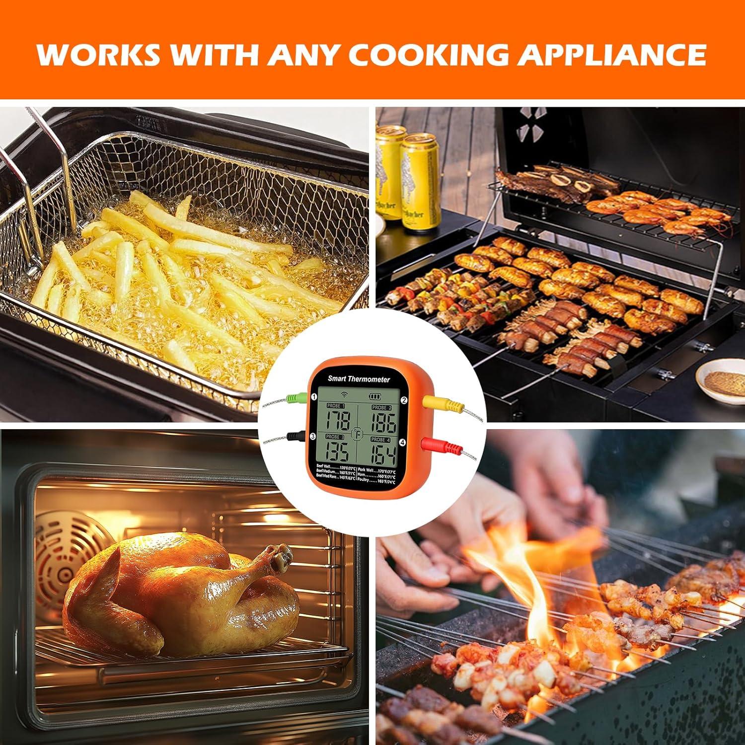 Termómetro de Carne Inalámbrico YFL con 4 Probetas y Temporizador