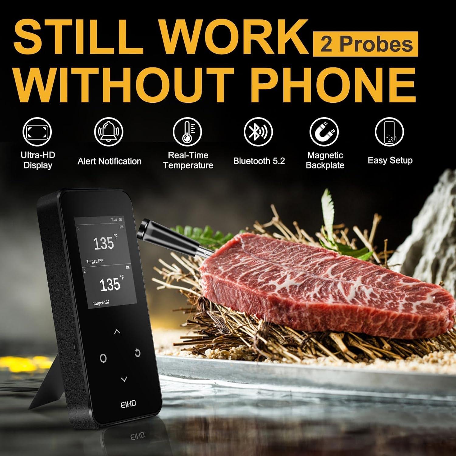 Termómetro de Carne Inalámbrico Bluetooth EIHO con 2 Sondas