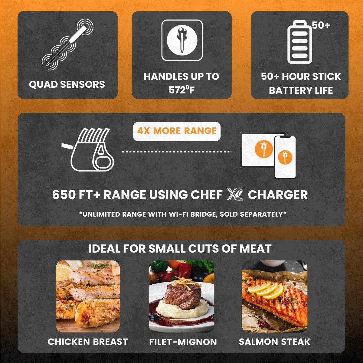 Termómetro de Carne Inalámbrico MeatStick Chef X - Bluetooth 198m