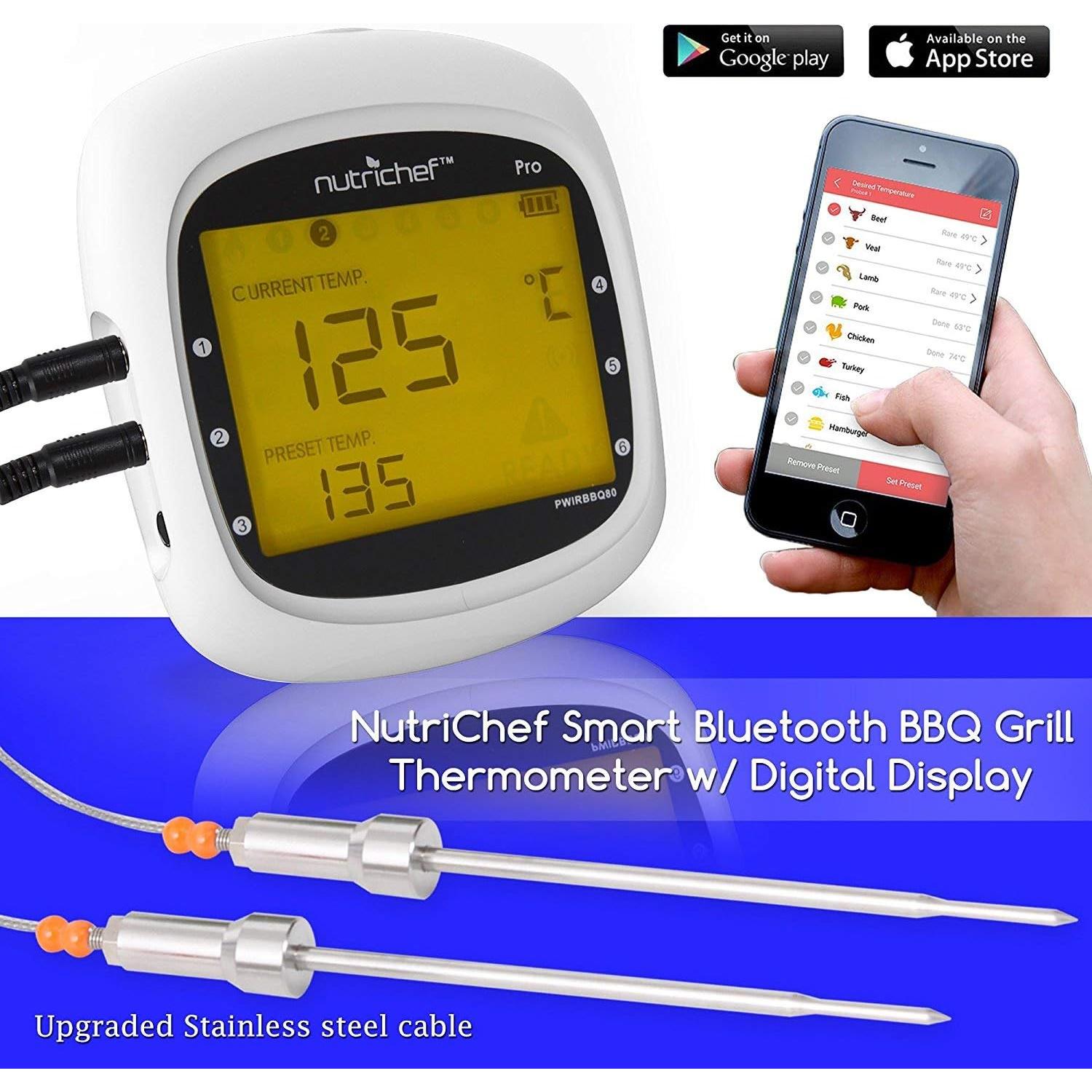 Termómetro Digital BBQ Inalámbrico NutriChef - Probes Duales Acero Inoxidable