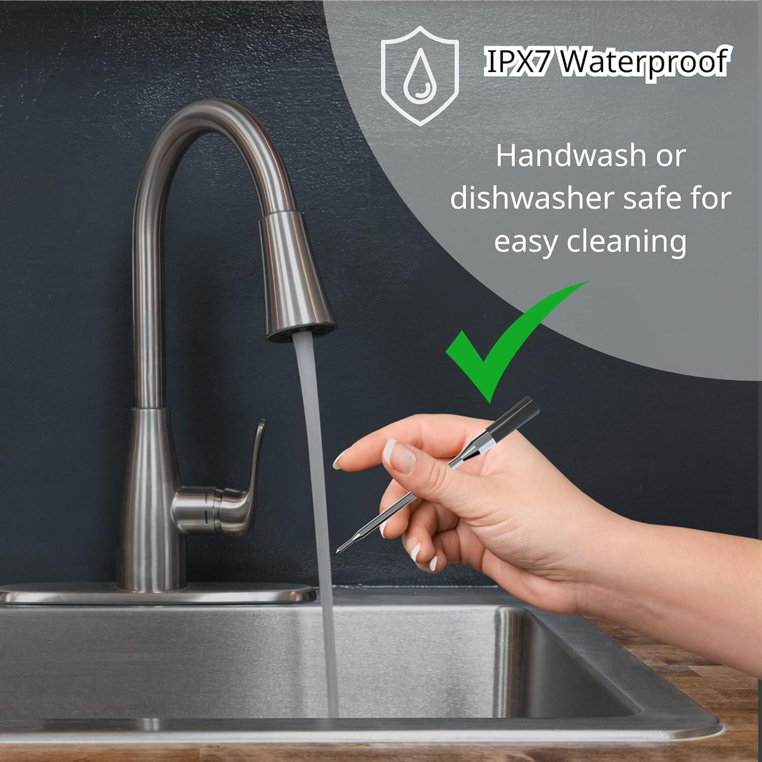 Termómetro Inalámbrico Inteligente Bluetooth - Acero Inoxidable, IPX7, 1-2s