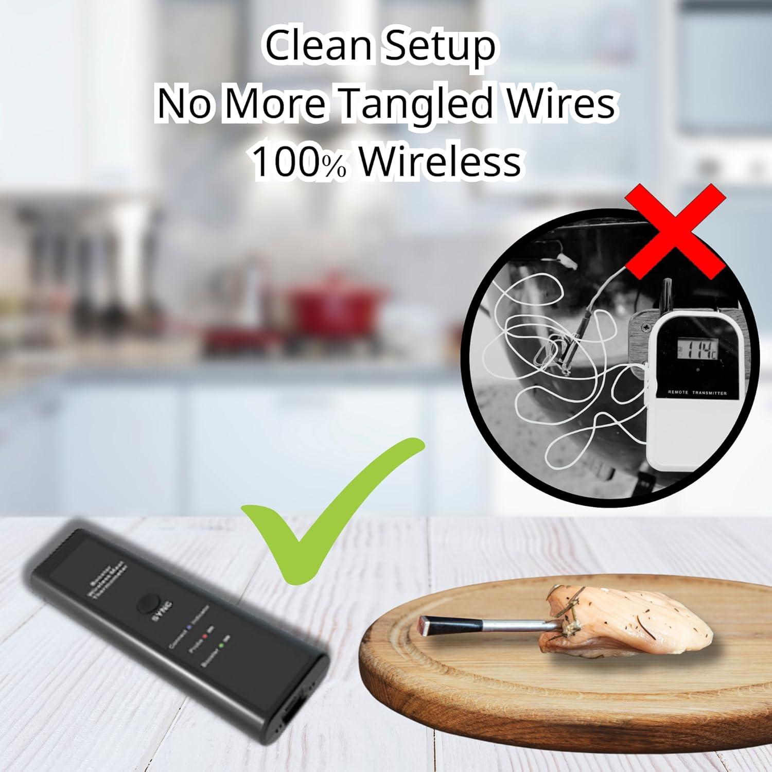 Termómetro Inalámbrico Inteligente Bluetooth - Acero Inoxidable, IPX7, 1-2s