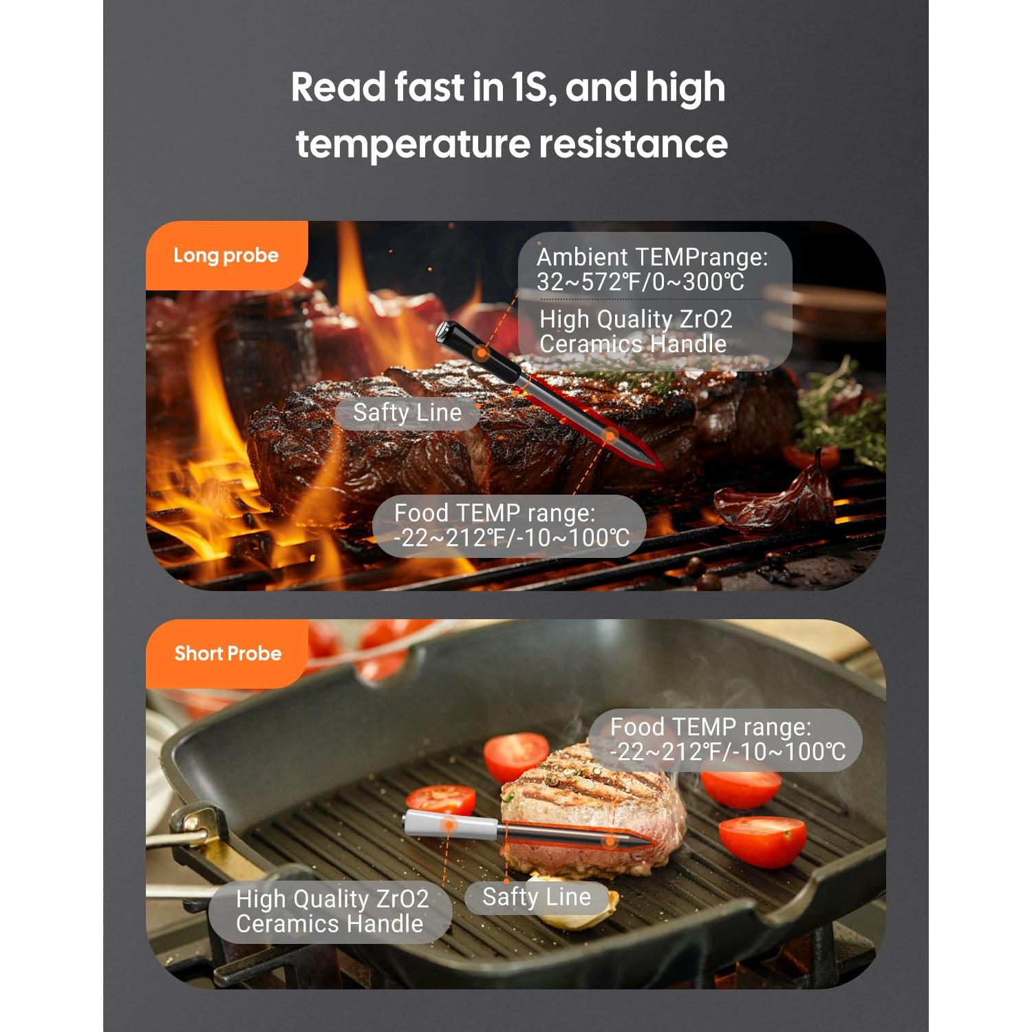 Termómetro de Carne Inalámbrico Fitflavor con Bluetooth y WiFi