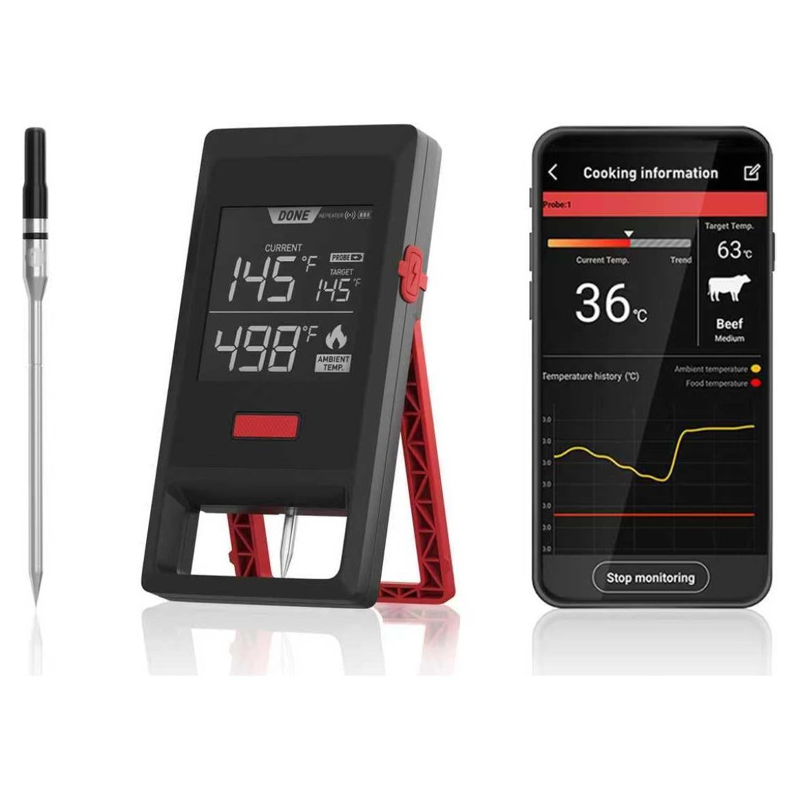 Termómetro de Carne Inalámbrico NADEZHDA con Sonda Recargable