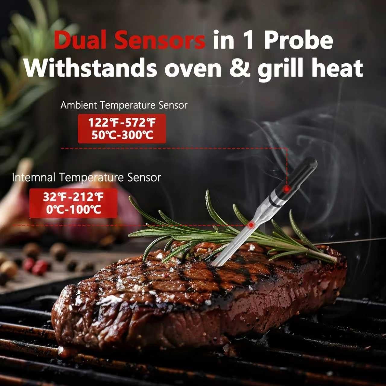 Termómetro de Carne Inalámbrico NADEZHDA con Sonda Recargable