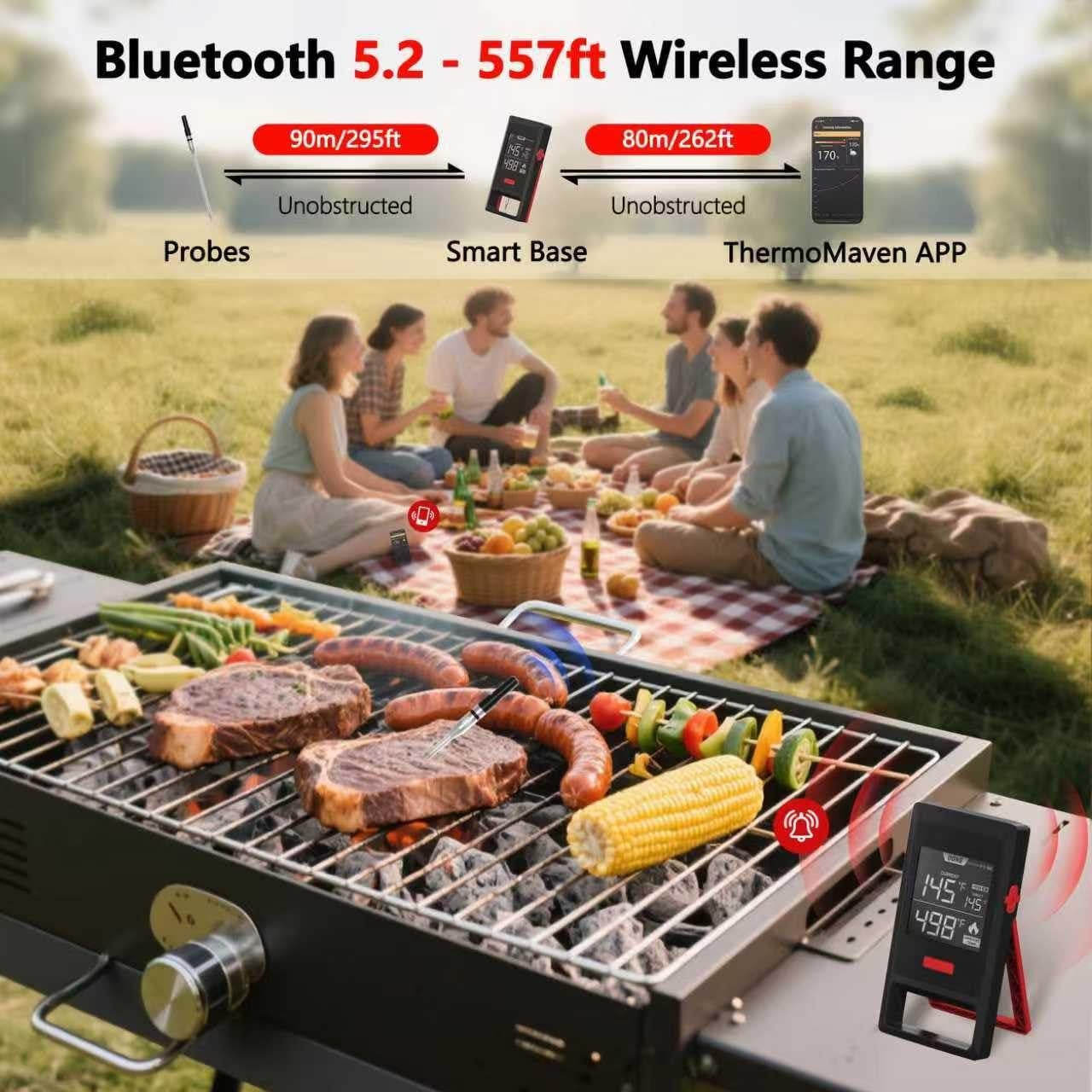 Termómetro de Carne Inalámbrico NADEZHDA con Sonda Recargable