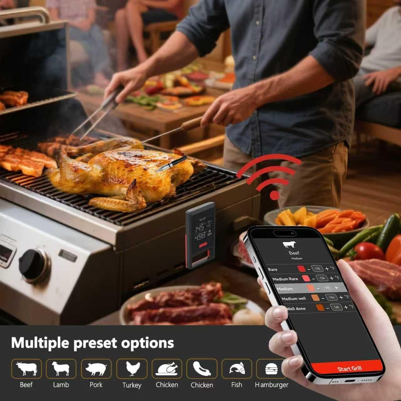 Termómetro de Carne Inalámbrico NADEZHDA con Sonda Recargable