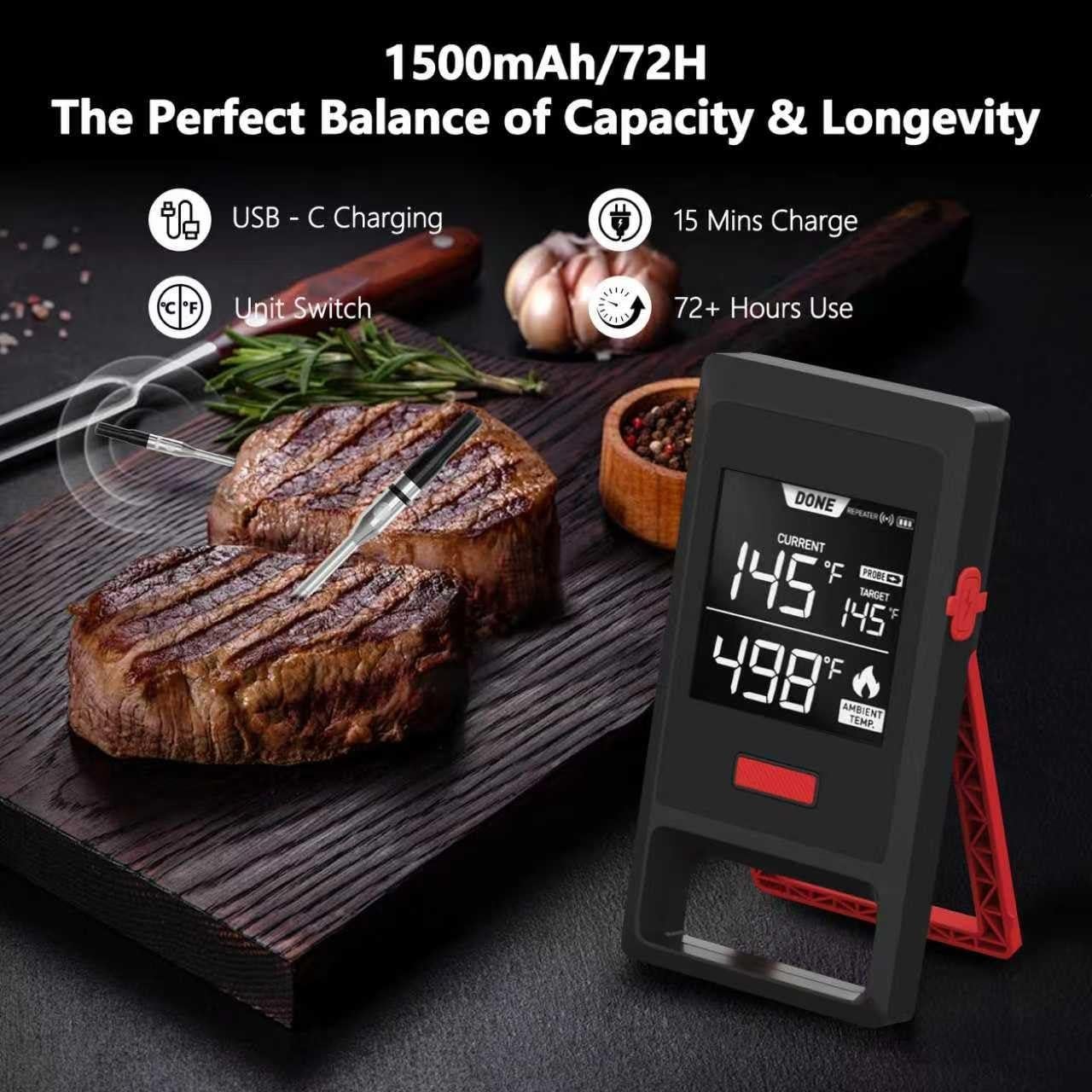 Termómetro de Carne Inalámbrico NADEZHDA con Sonda Recargable