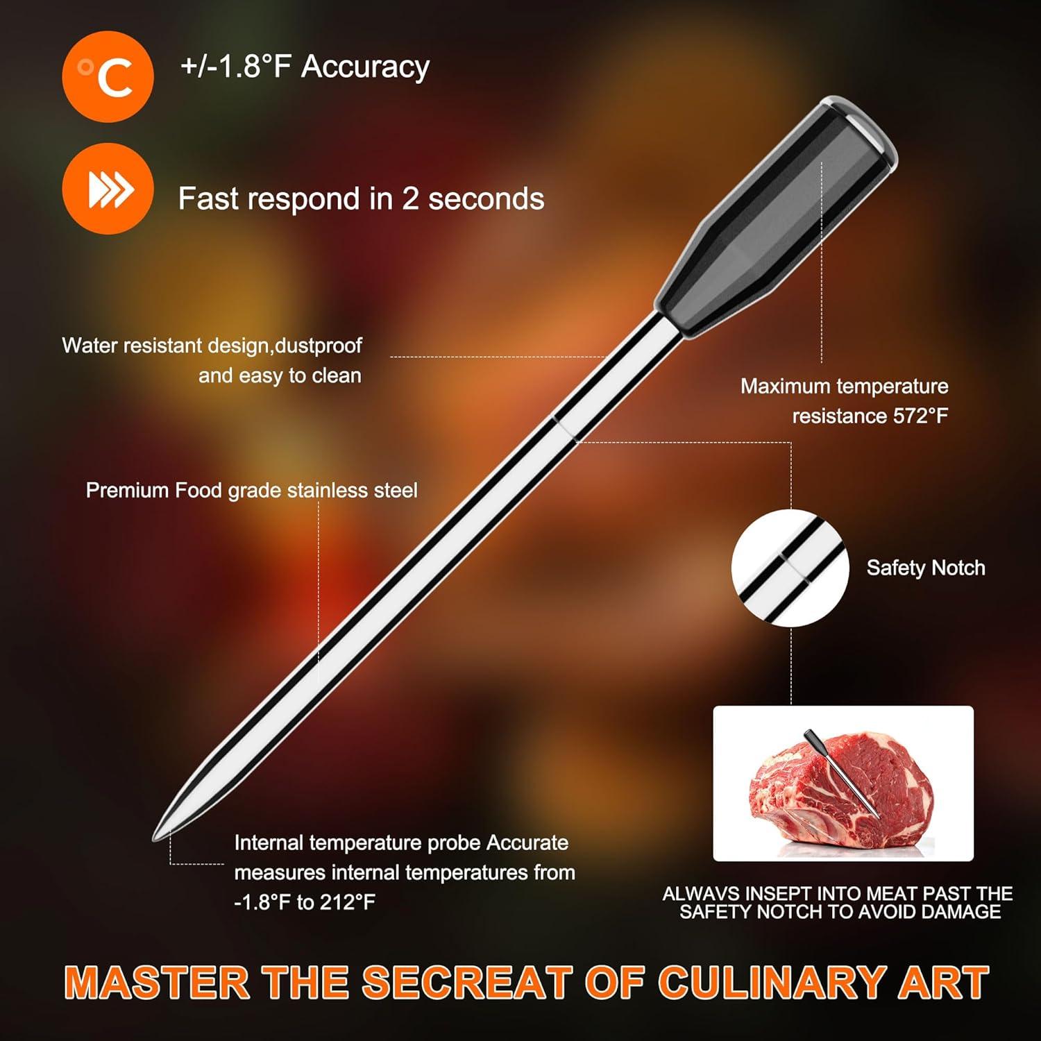 Termómetro de Carne Inalámbrico SLARY con App y 2 Sonas