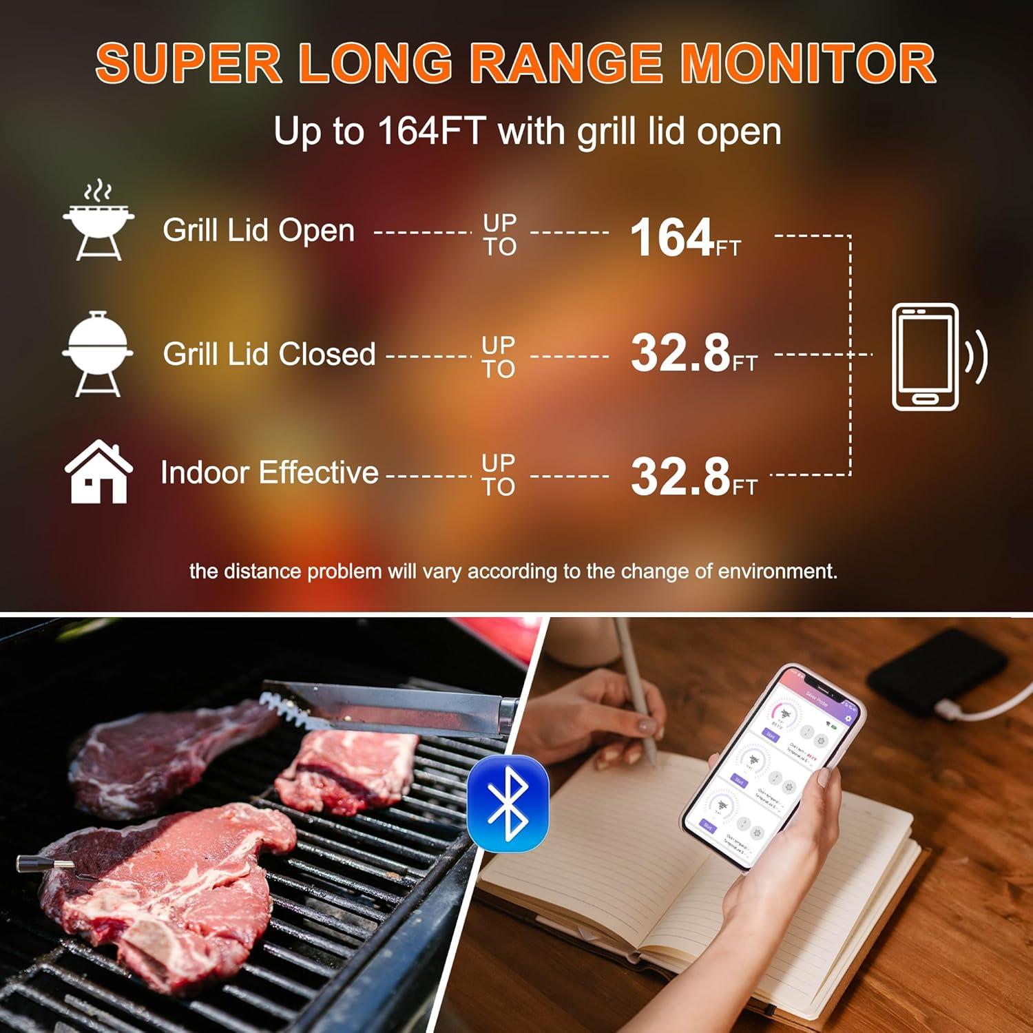 Termómetro de Carne Inalámbrico SLARY con App y 2 Sonas