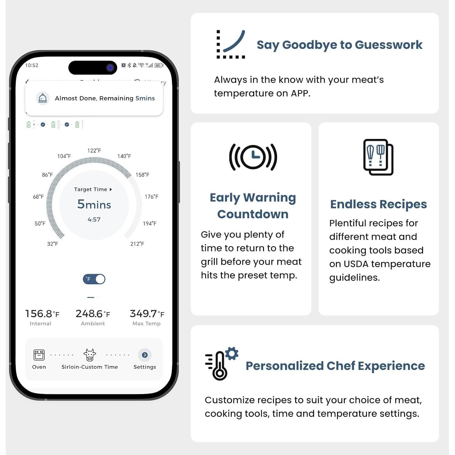 Termómetro de Carne Inalámbrico IDIAK CP10 con Sonda Doble