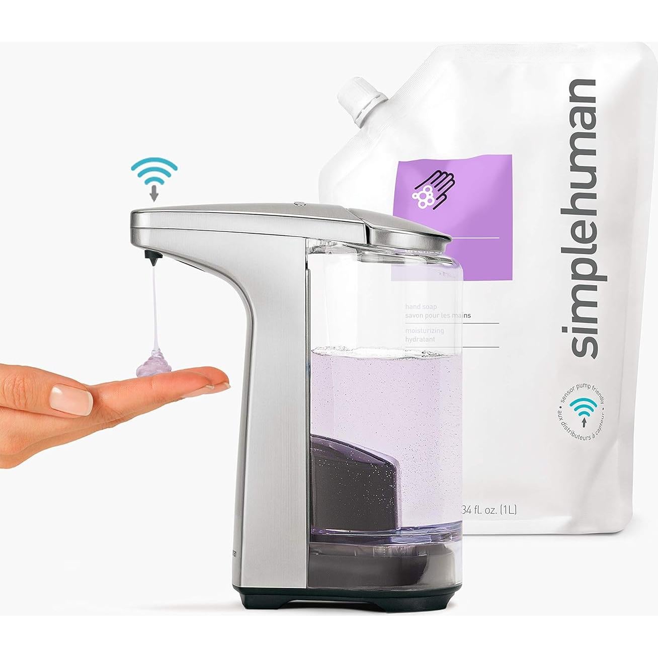 Dispensador de Jabón Líquido con Sensor Simplehuman 236 ml y Soporte de Toallas