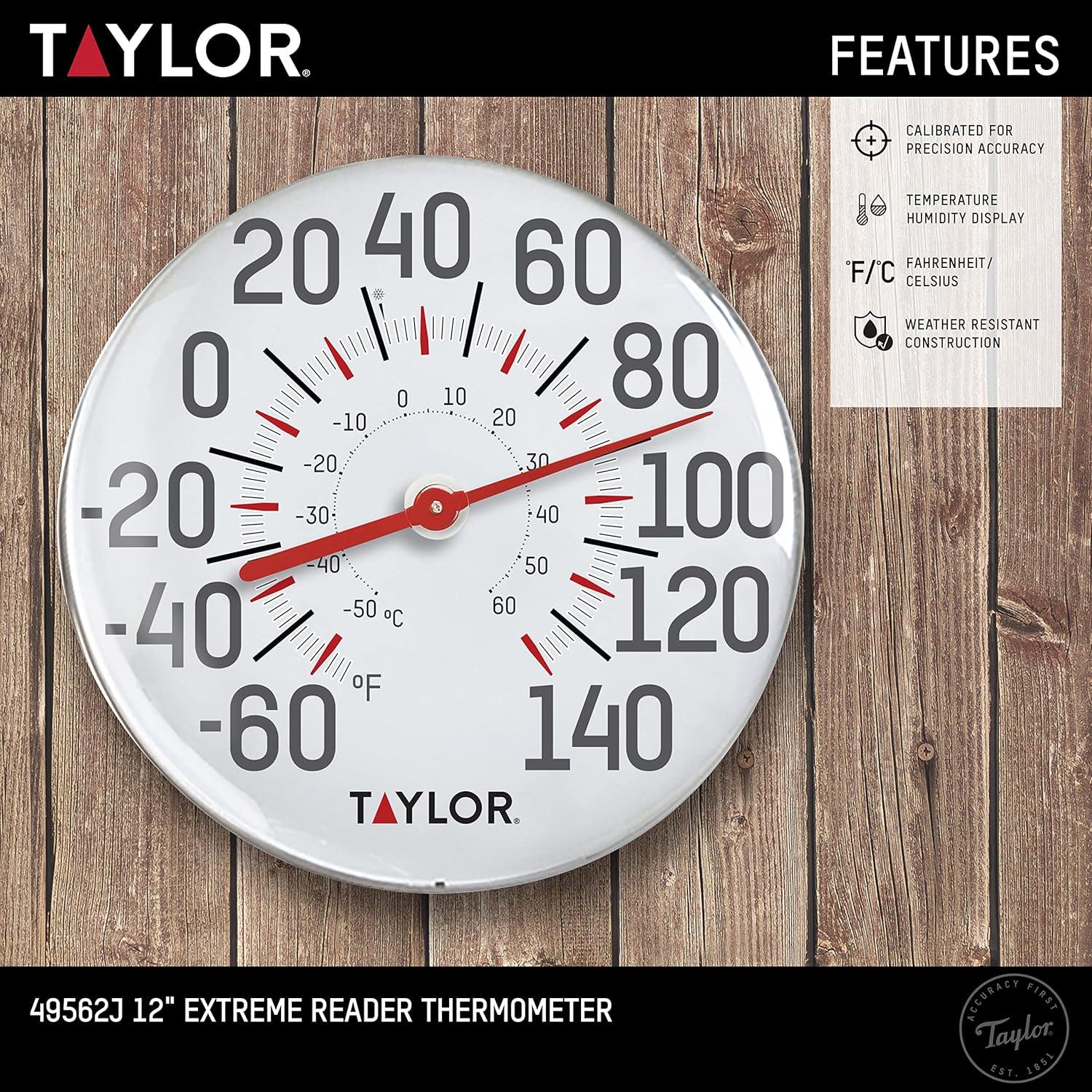 Termómetro de Pared Taylor 30.48 cm Blanco para Interior y Exterior