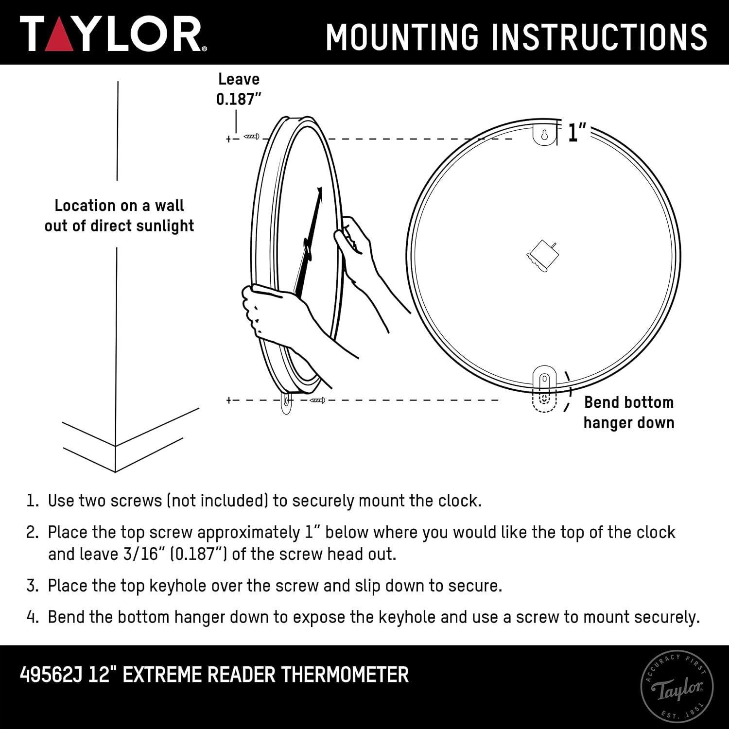 Termómetro de Pared Taylor 30.48 cm Blanco para Interior y Exterior