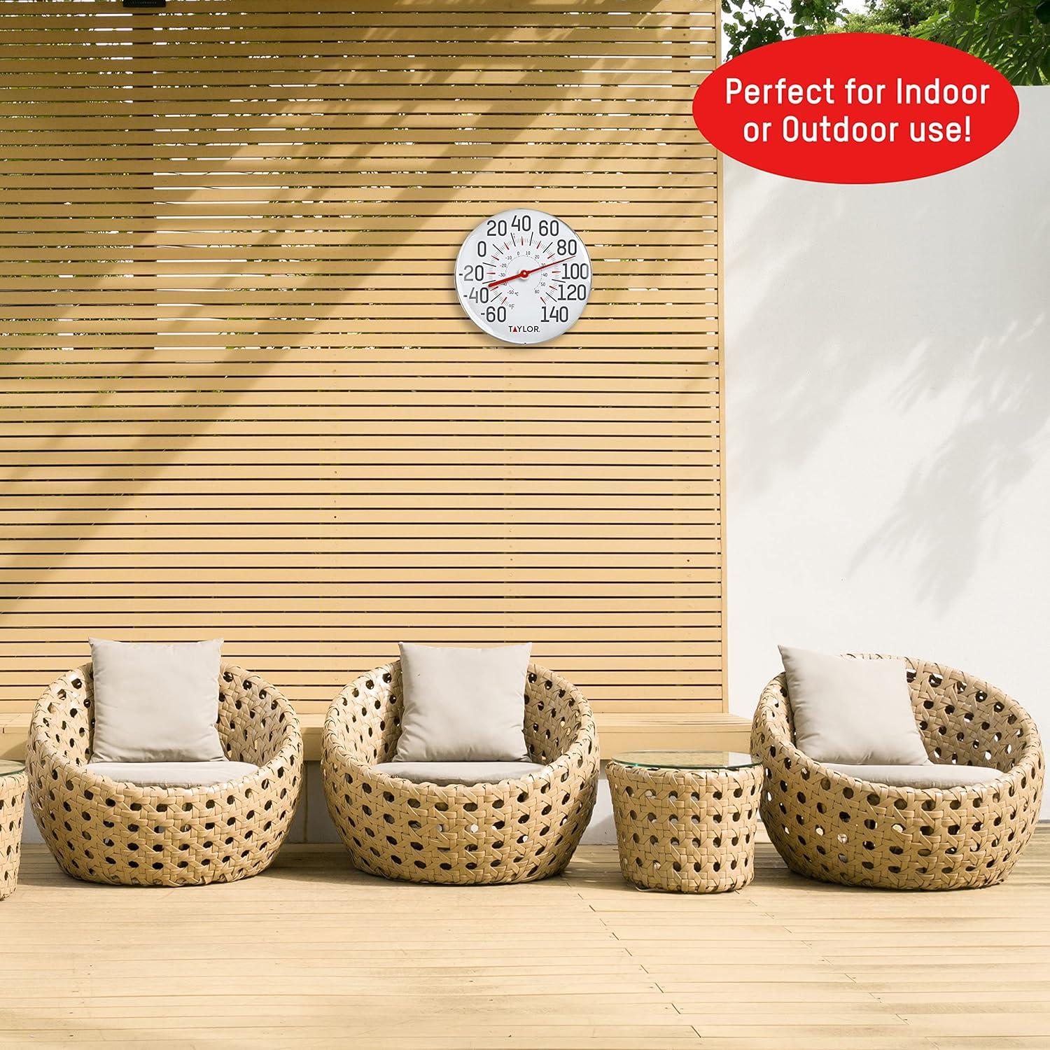 Termómetro de Pared Taylor 30.48 cm Blanco para Interior y Exterior