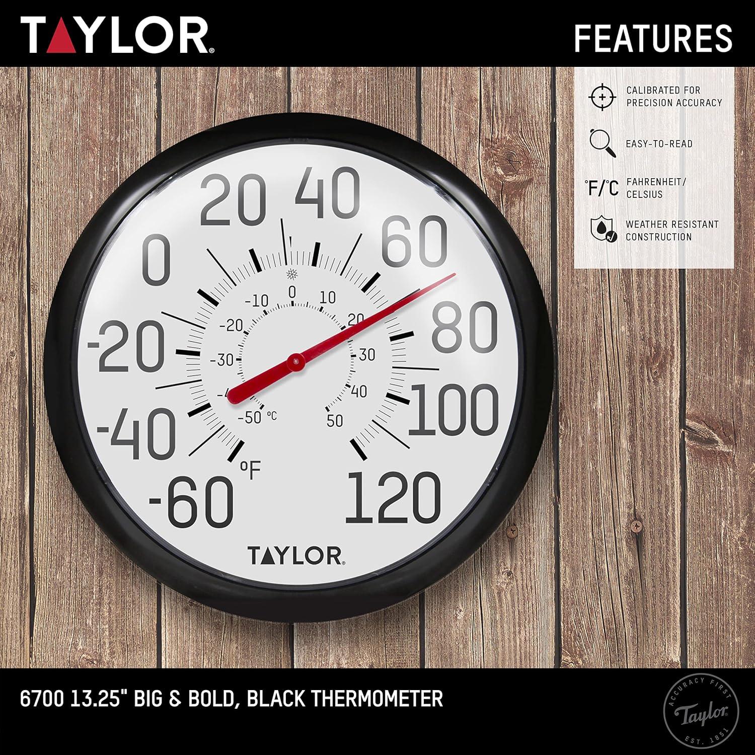 Termómetro de Pared Taylor Grande y Audaz 33.66 cm Negro
