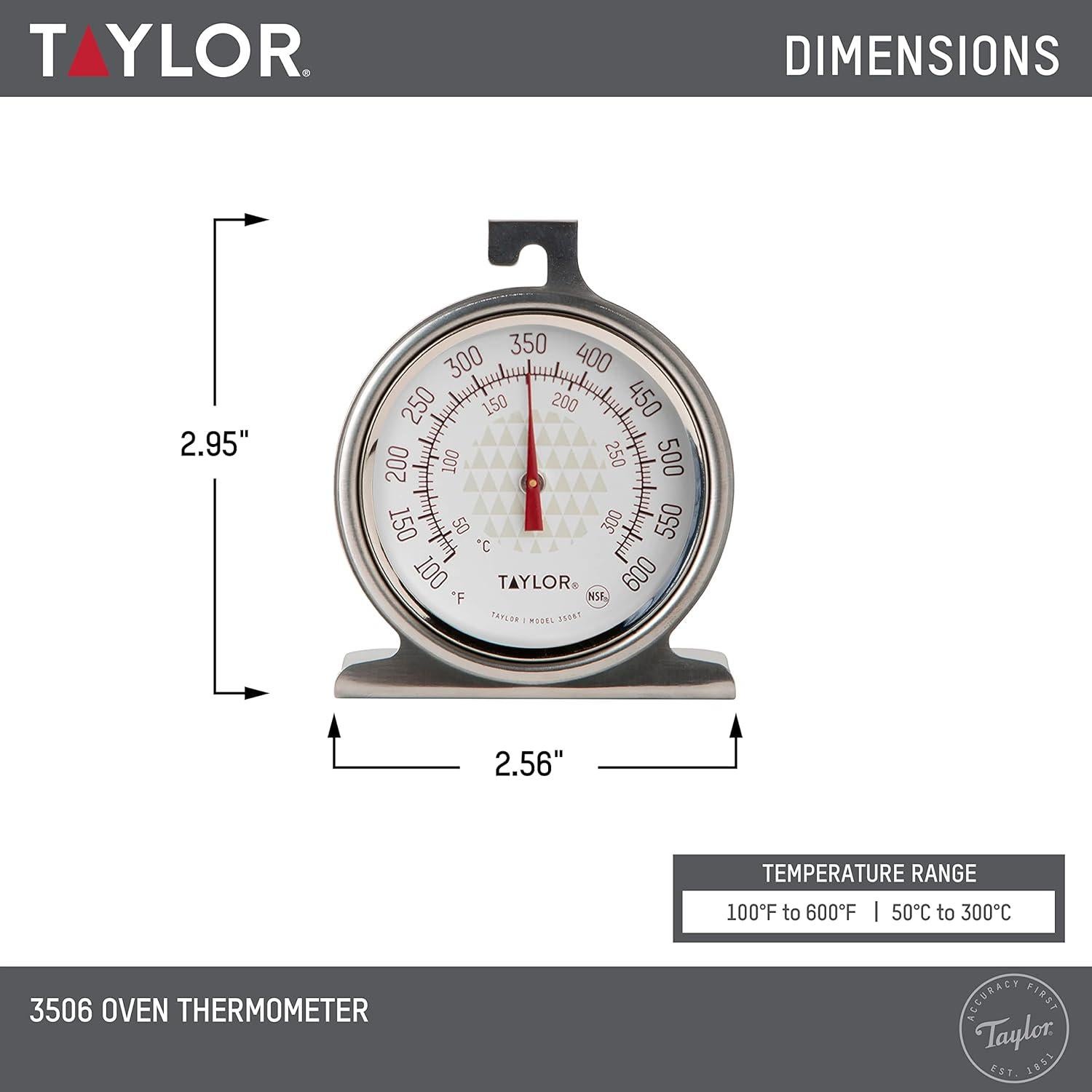 Termómetro de horno analógico Taylor 3506 2.5" acero inoxidable