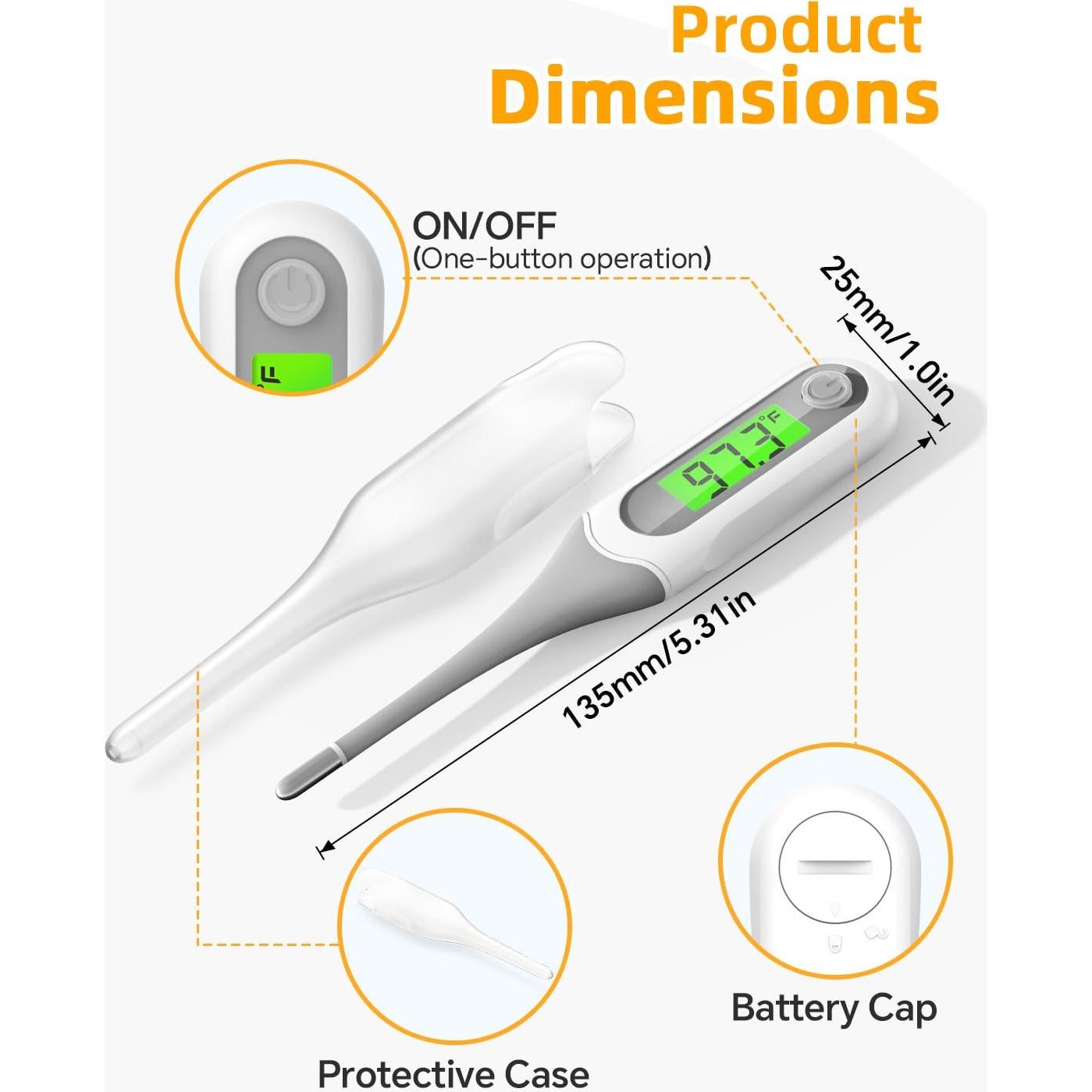Termómetro Digital Oral Fiemack 8 Segundos Punta Flexible