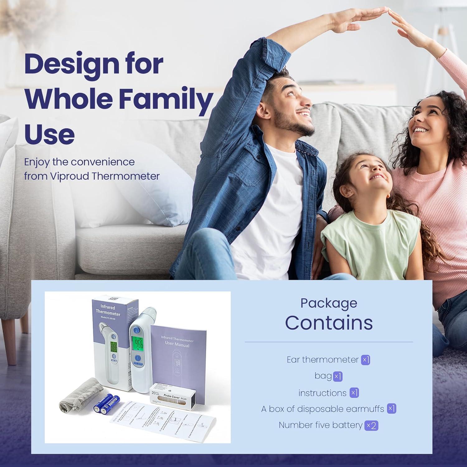 Termómetro Digital de Oído Viproud para Bebés y Adultos