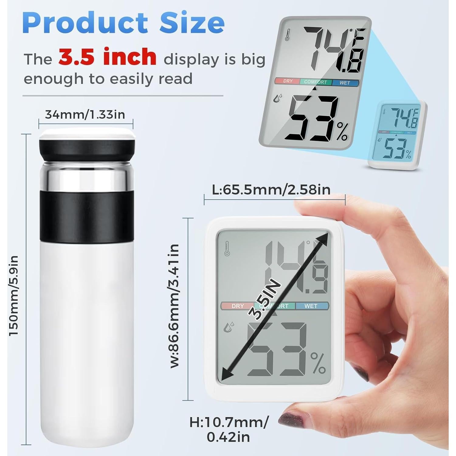 Termómetro Digital Higrómetro Shenzhen Anseny YZ6046 LCD 3.5"