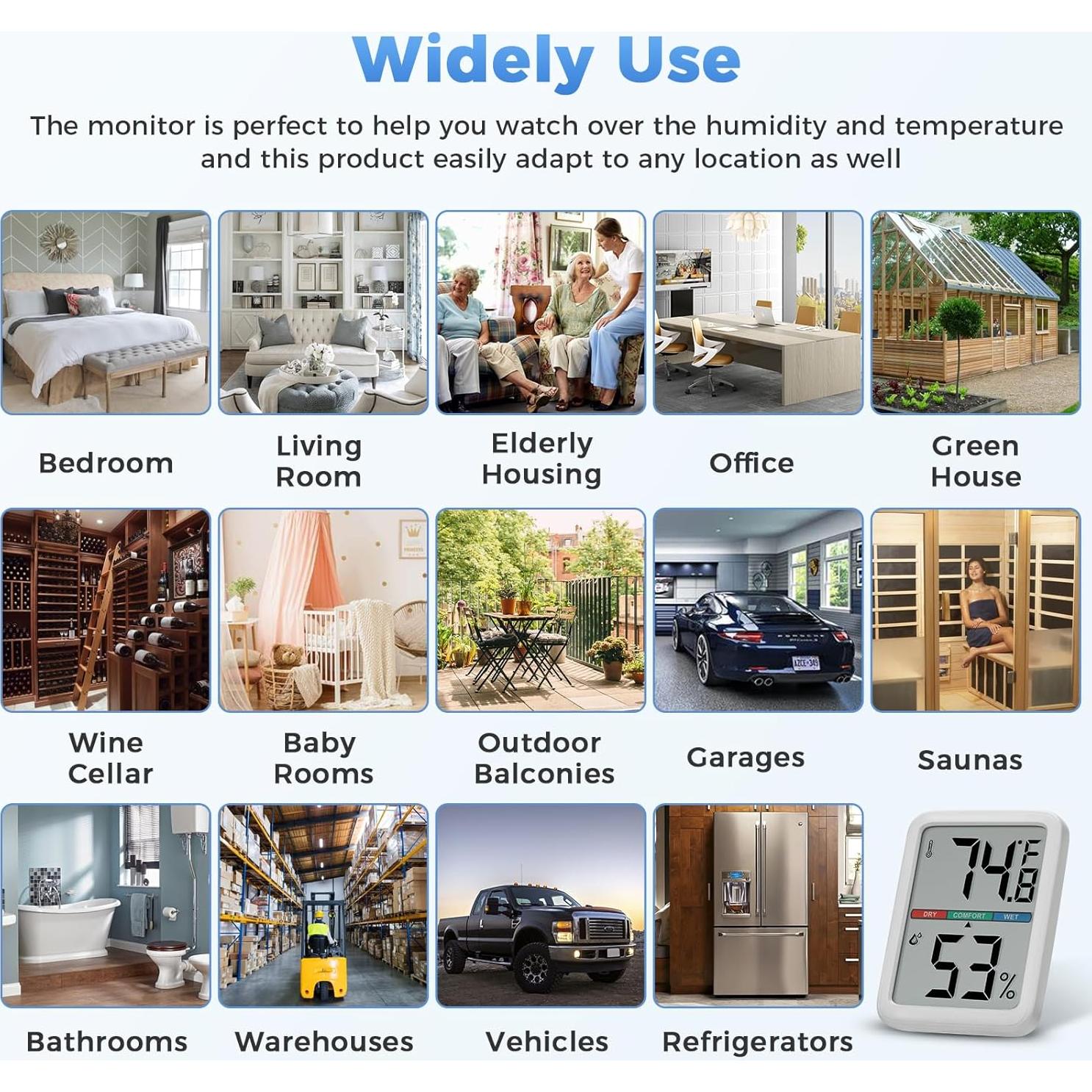 Termómetro Digital Higrómetro Shenzhen Anseny YZ6046 LCD 3.5"