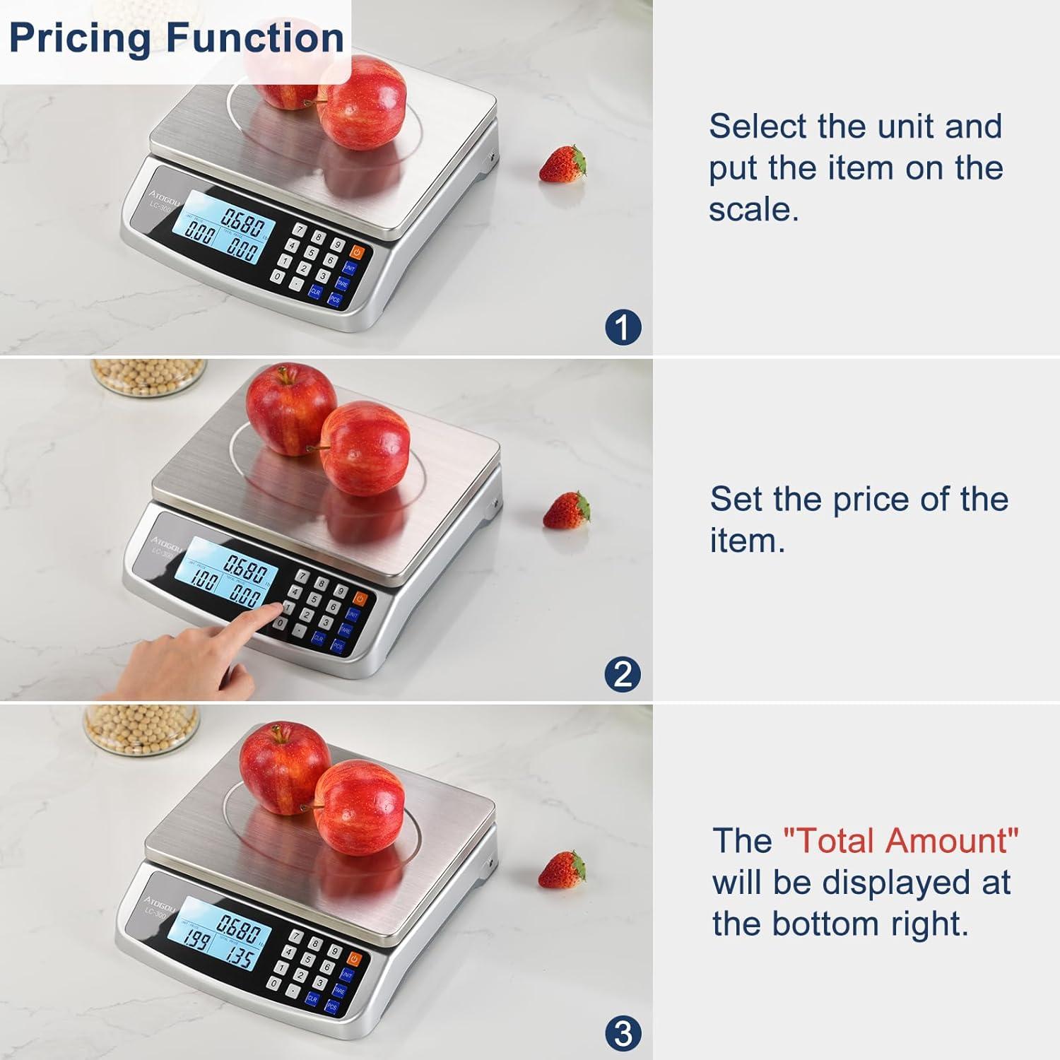 Escala de Cocina Digital ATOGOU 50kg Acero Inoxidable 304