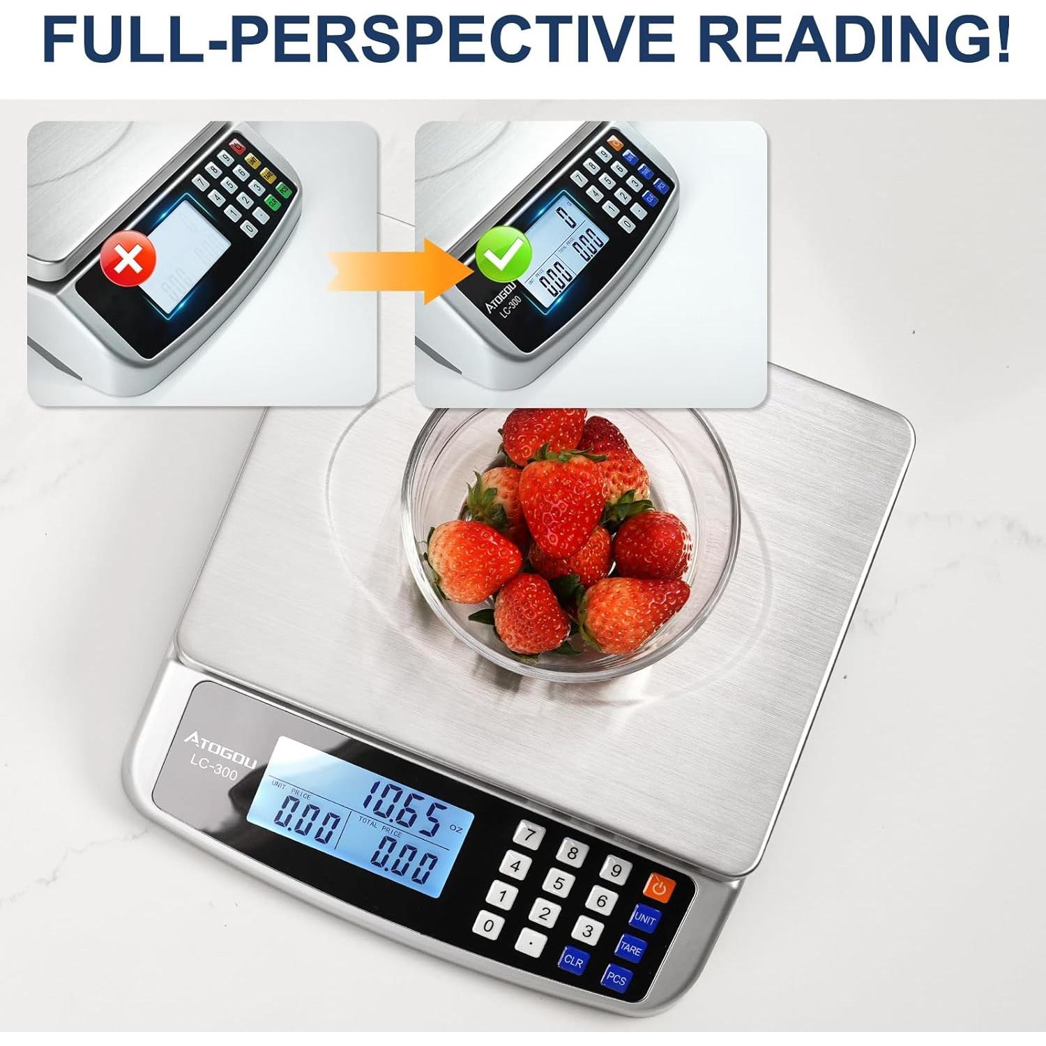Escala de Cocina Digital ATOGOU 50kg Acero Inoxidable 304