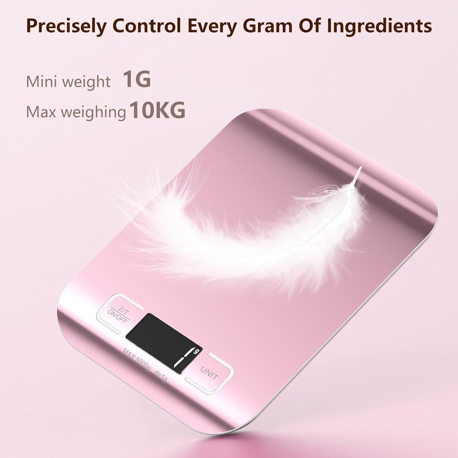 Balanza de Cocina Digital GeeRic 10kg Oro Rosa con Tara