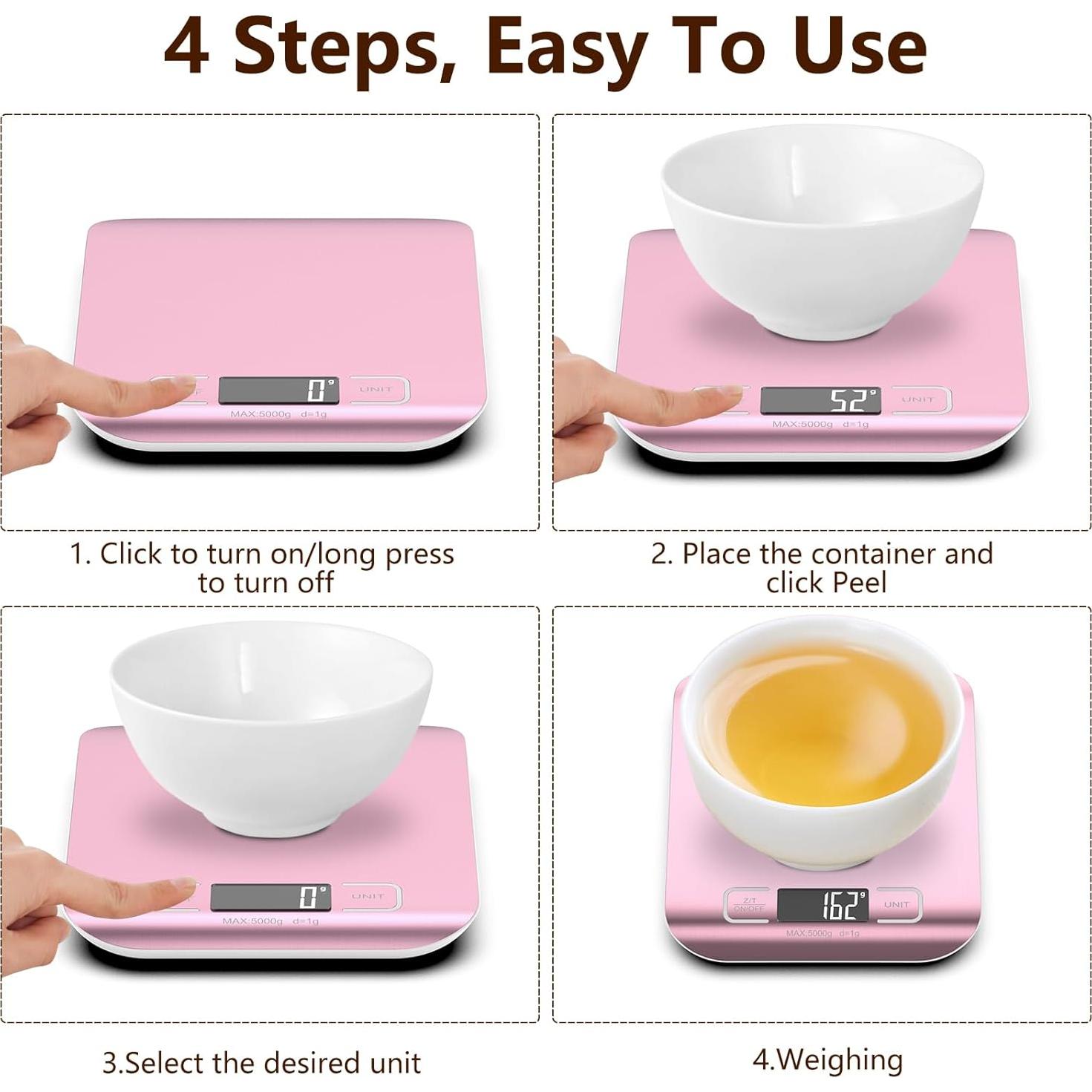 Balanza de Cocina Digital GeeRic 10kg Oro Rosa con Tara