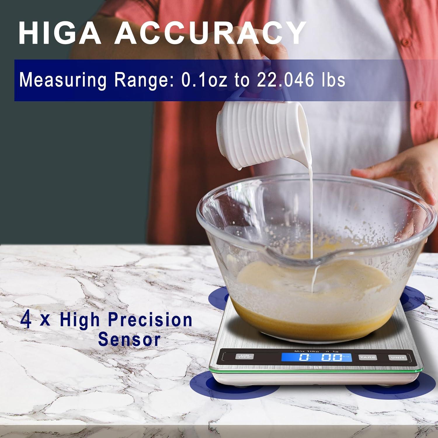 Balanza de Cocina Digital Hito 10kg Precisión 1g Acero Inoxidable