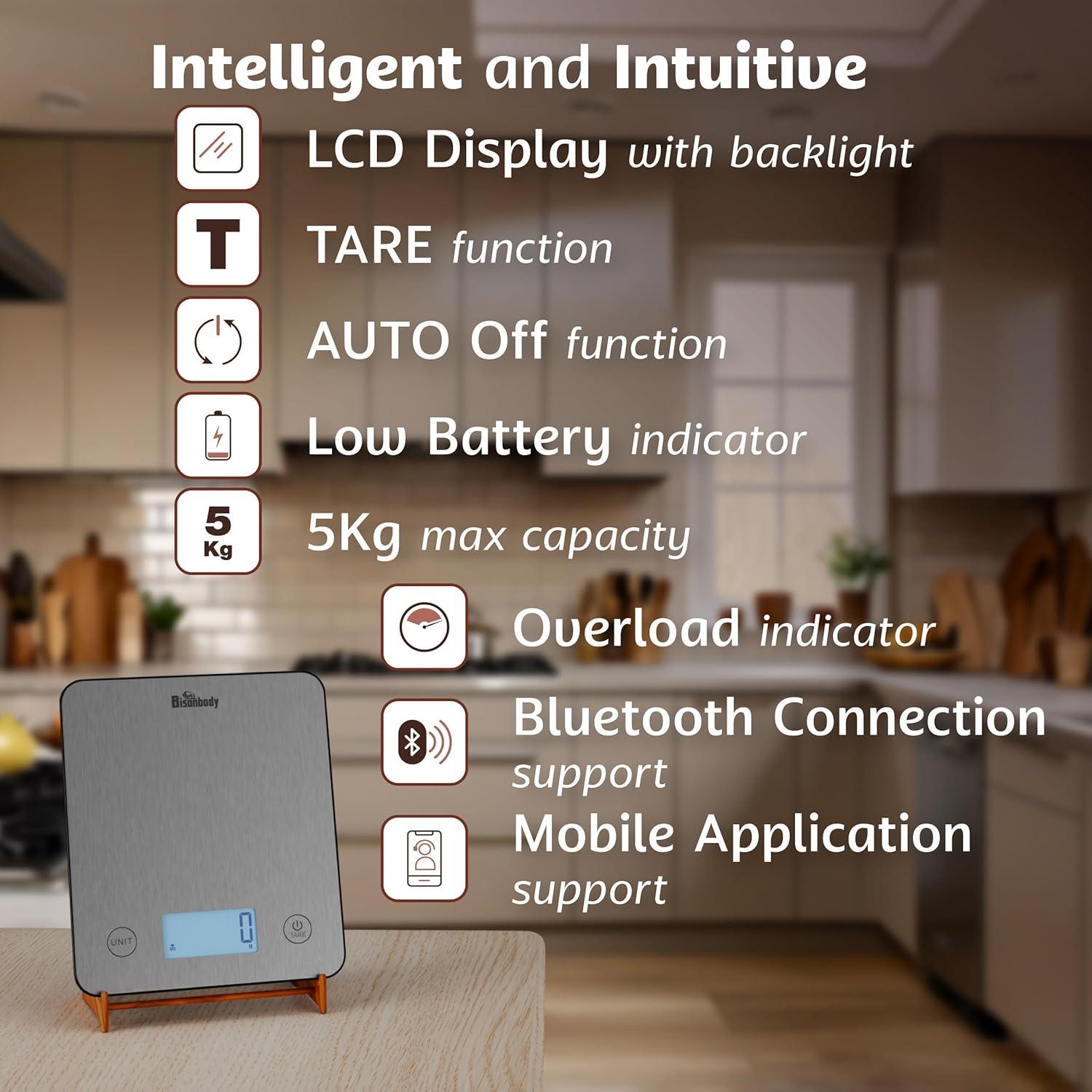 Báscula de Cocina Digital Inteligente Bisonbody 5kg con App